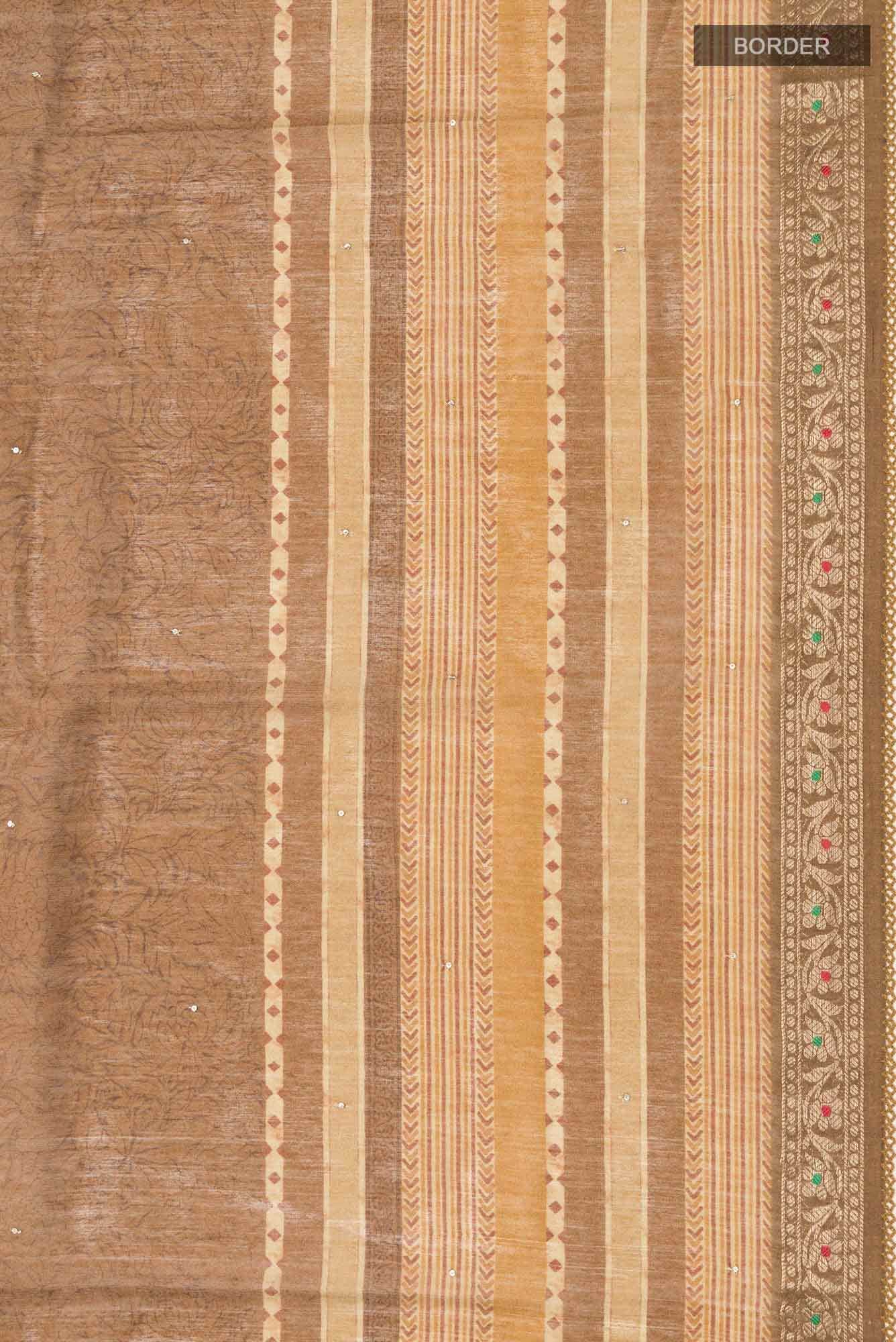 Brown Bhagalpuri Tussar Silk Saree