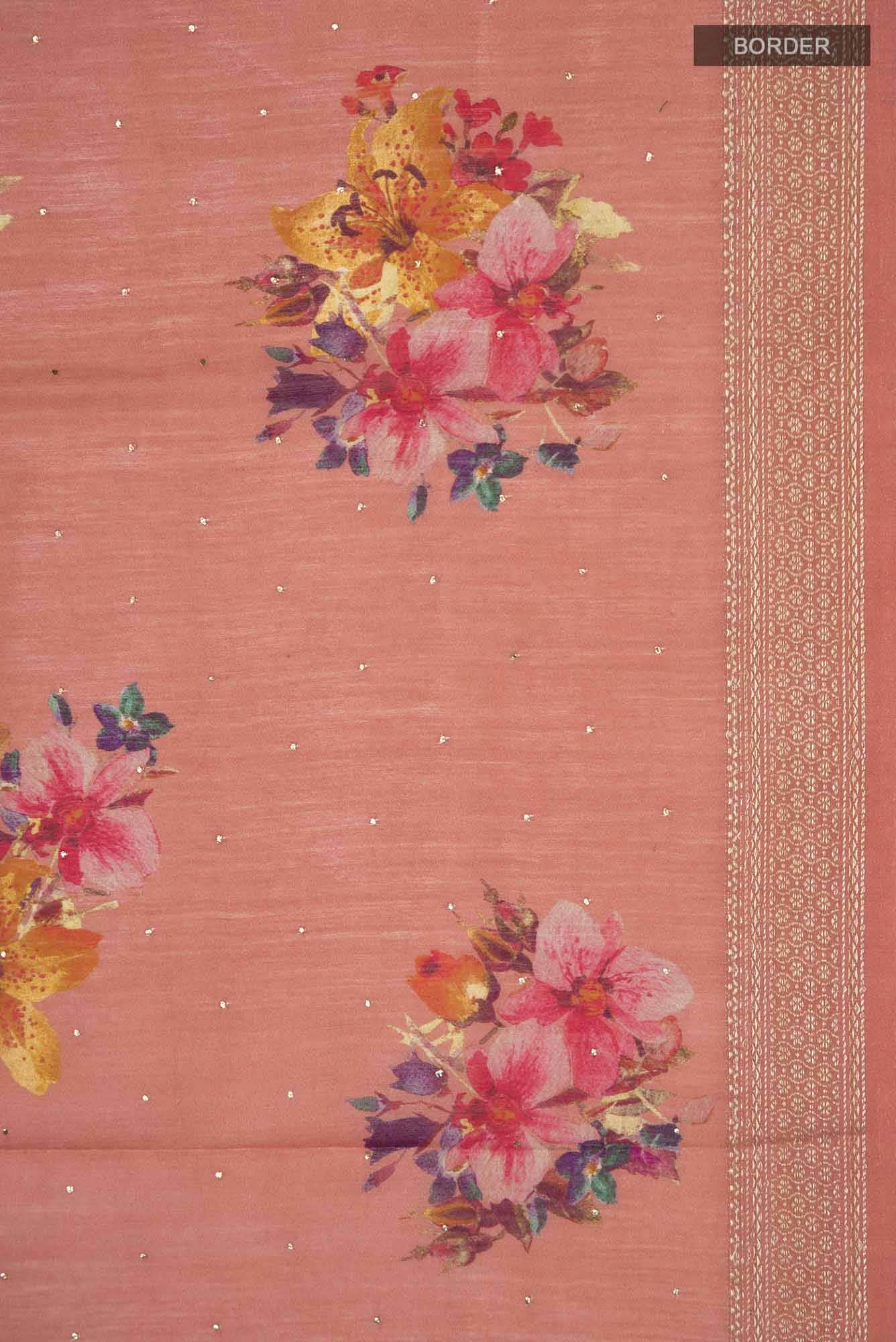 Peach Bhagalpuri Tussar Silk Saree