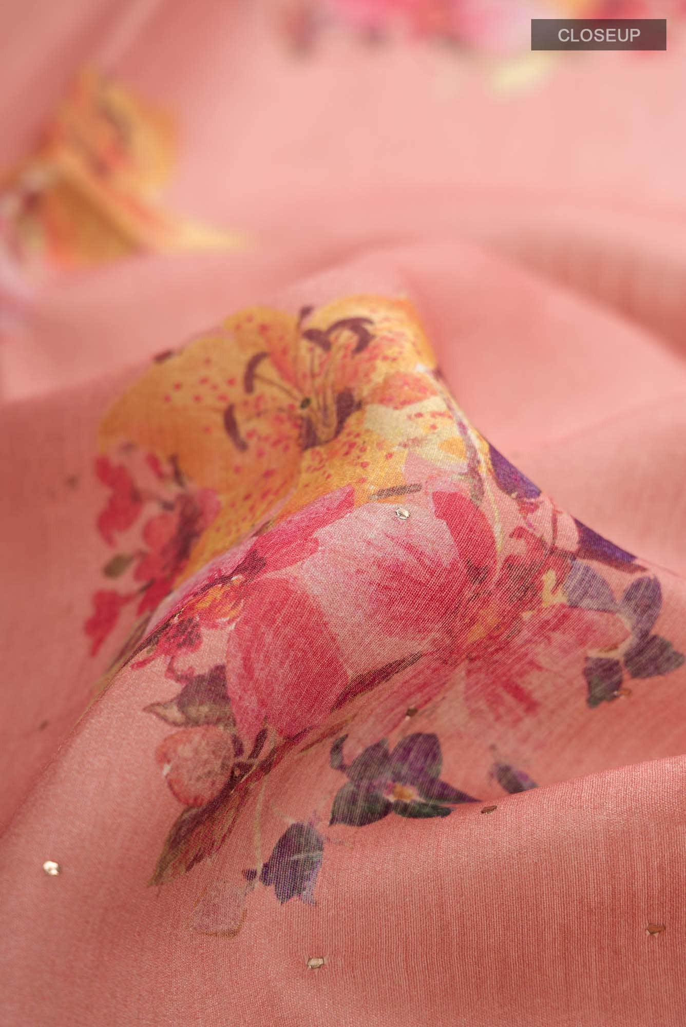 Peach Bhagalpuri Tussar Silk Saree