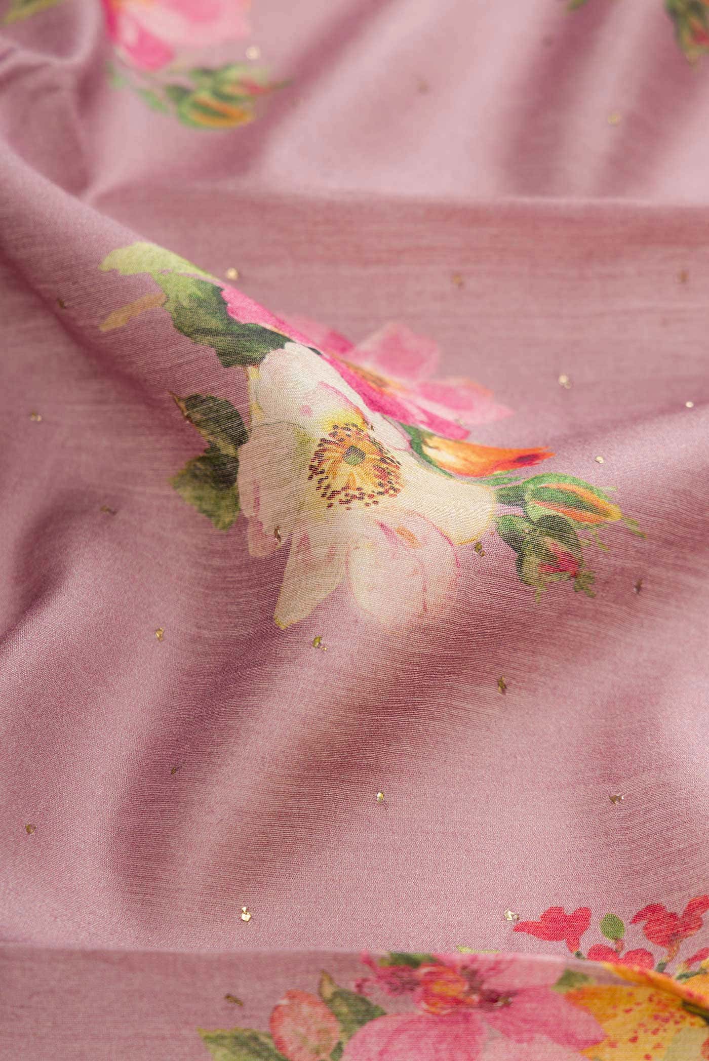Rose Gold Chanderi Silk Saree