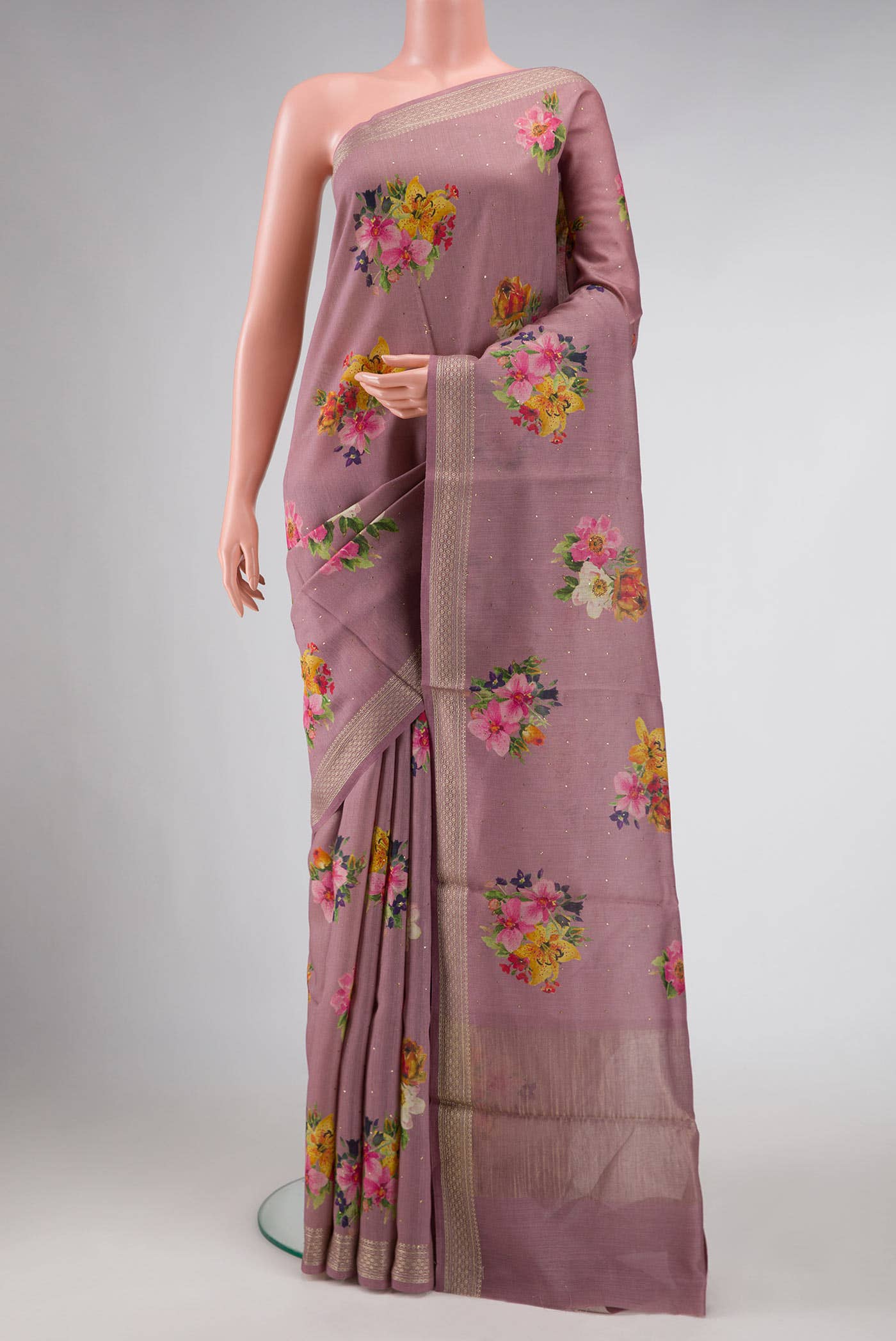 Rose Gold Chanderi Silk Saree