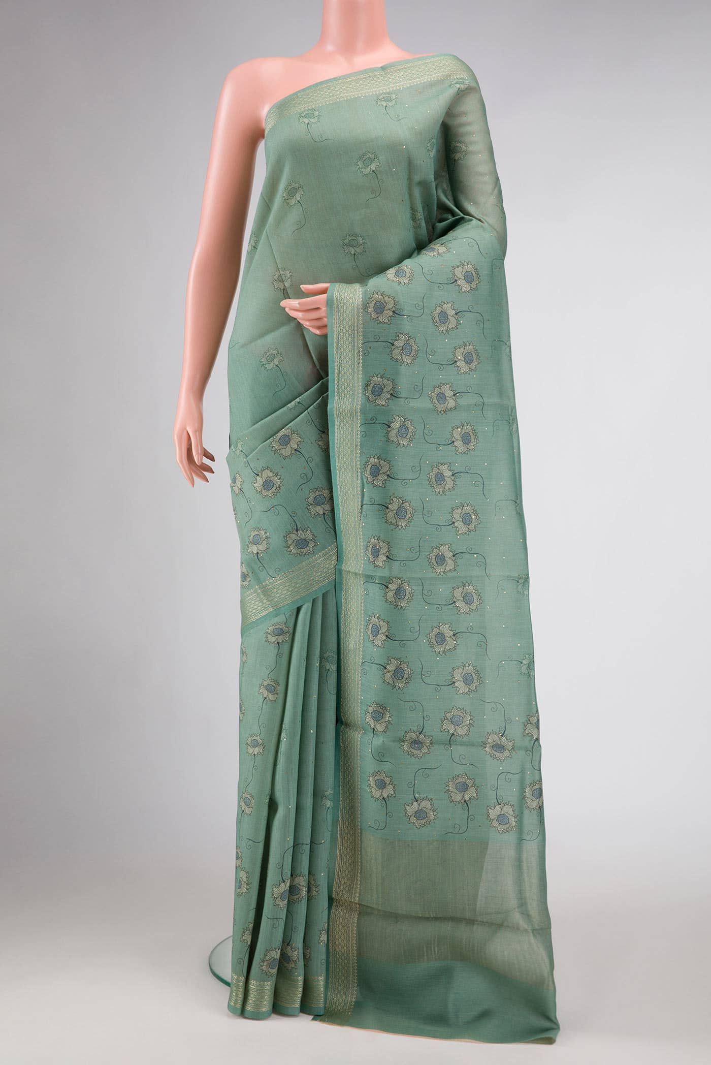 Green Tussar Silk Saree