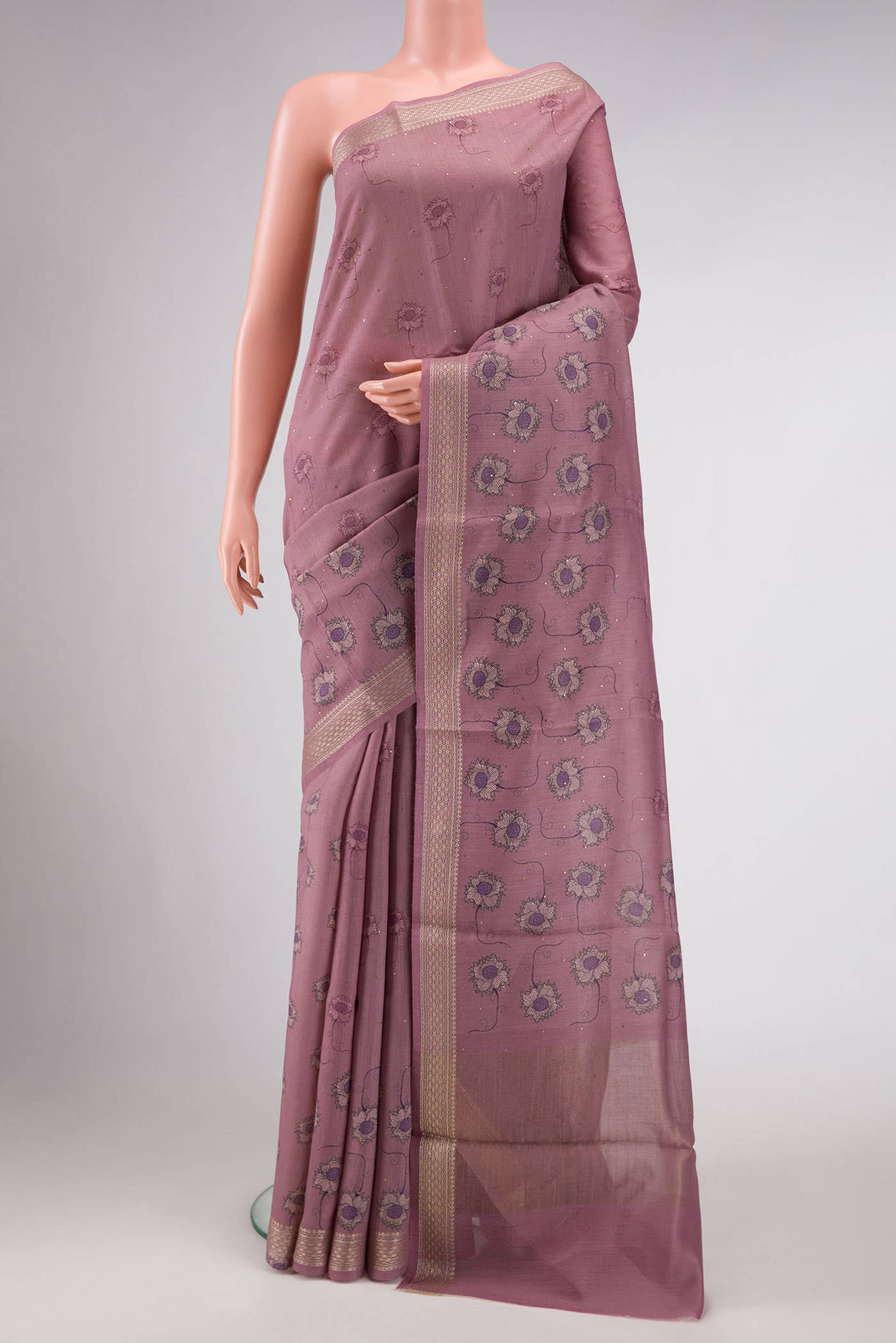 Brown Tussar Silk Saree