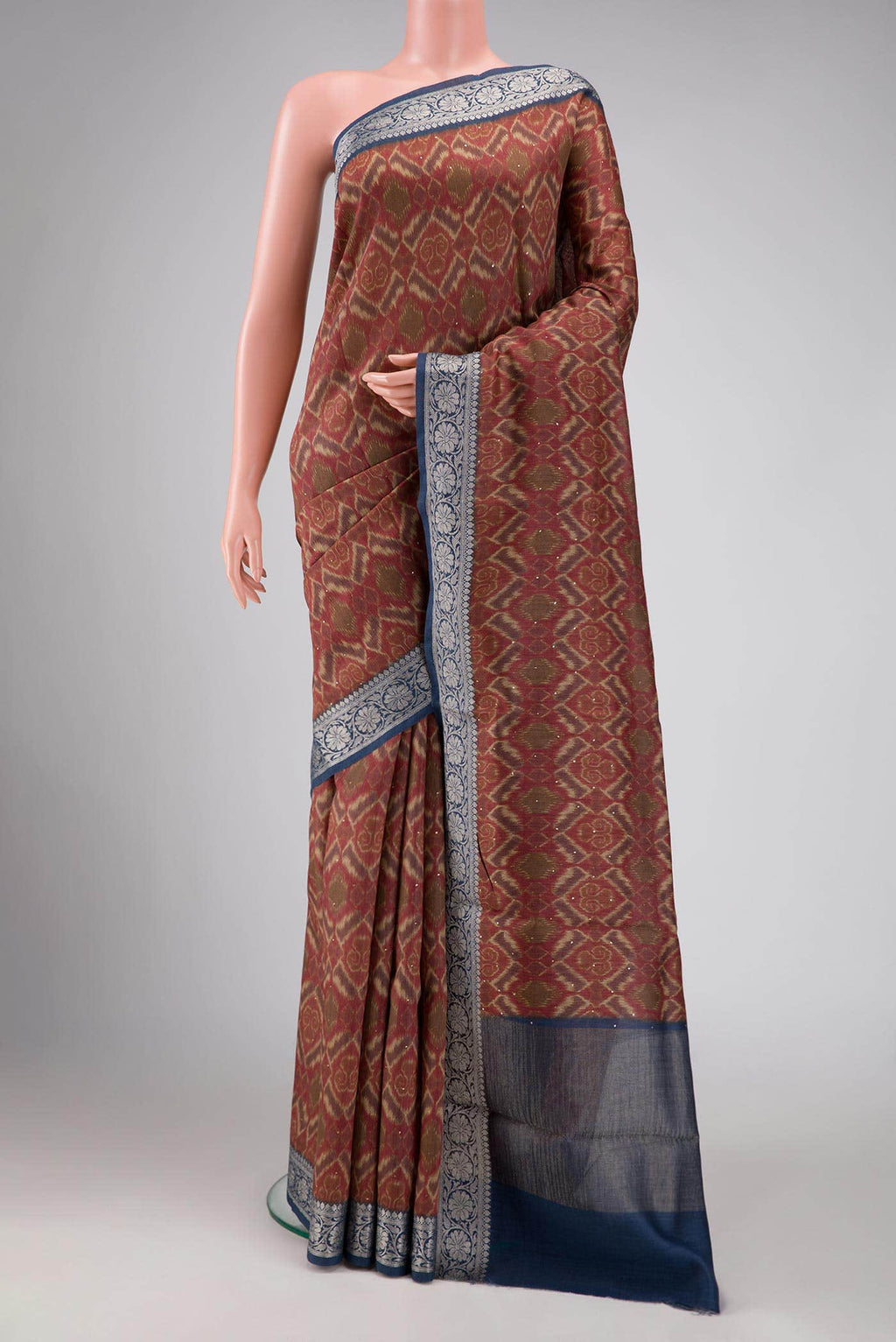 Maroon Tussar Silk Saree