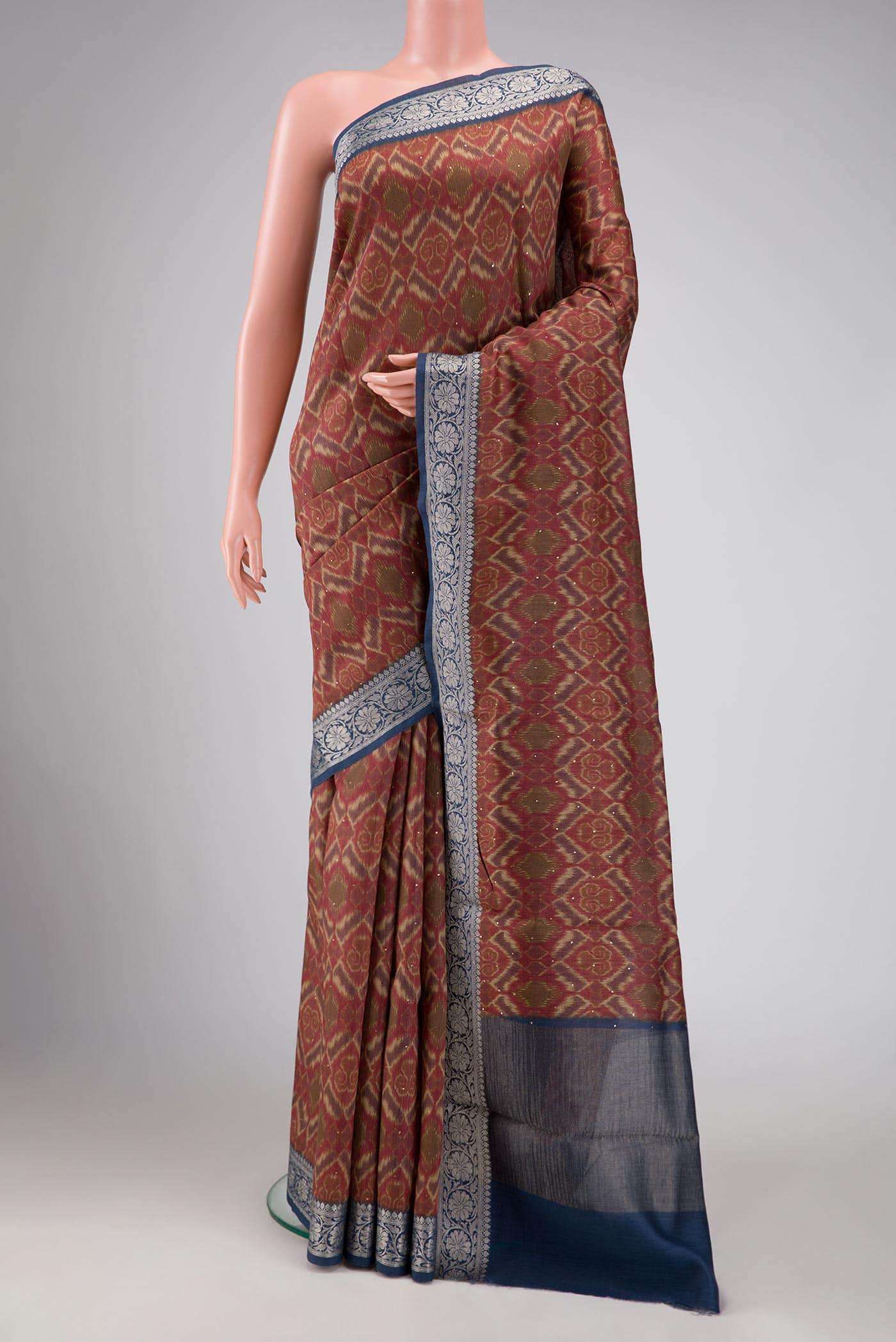 Maroon Tussar Silk Saree