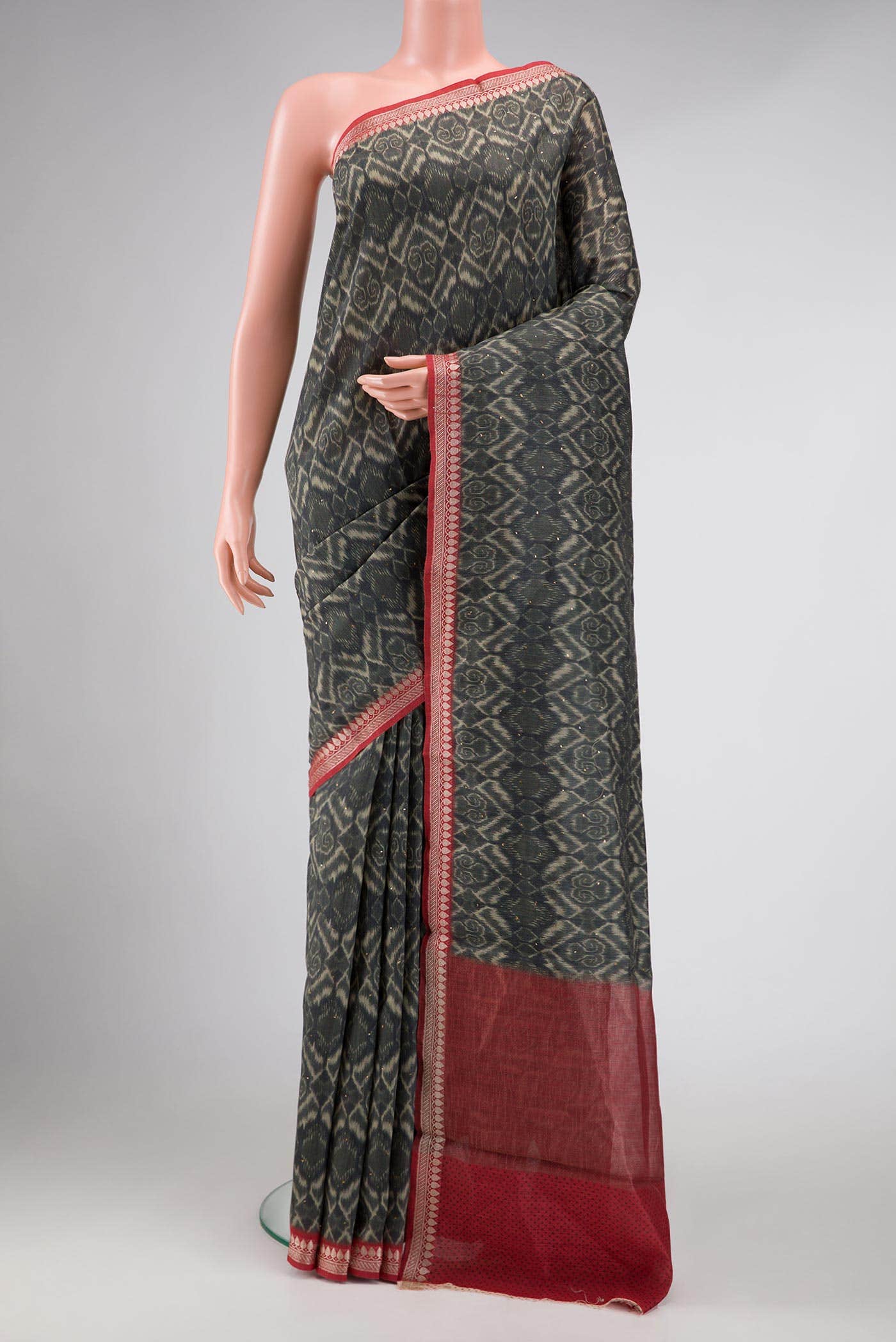 Grey Tussar Silk Saree