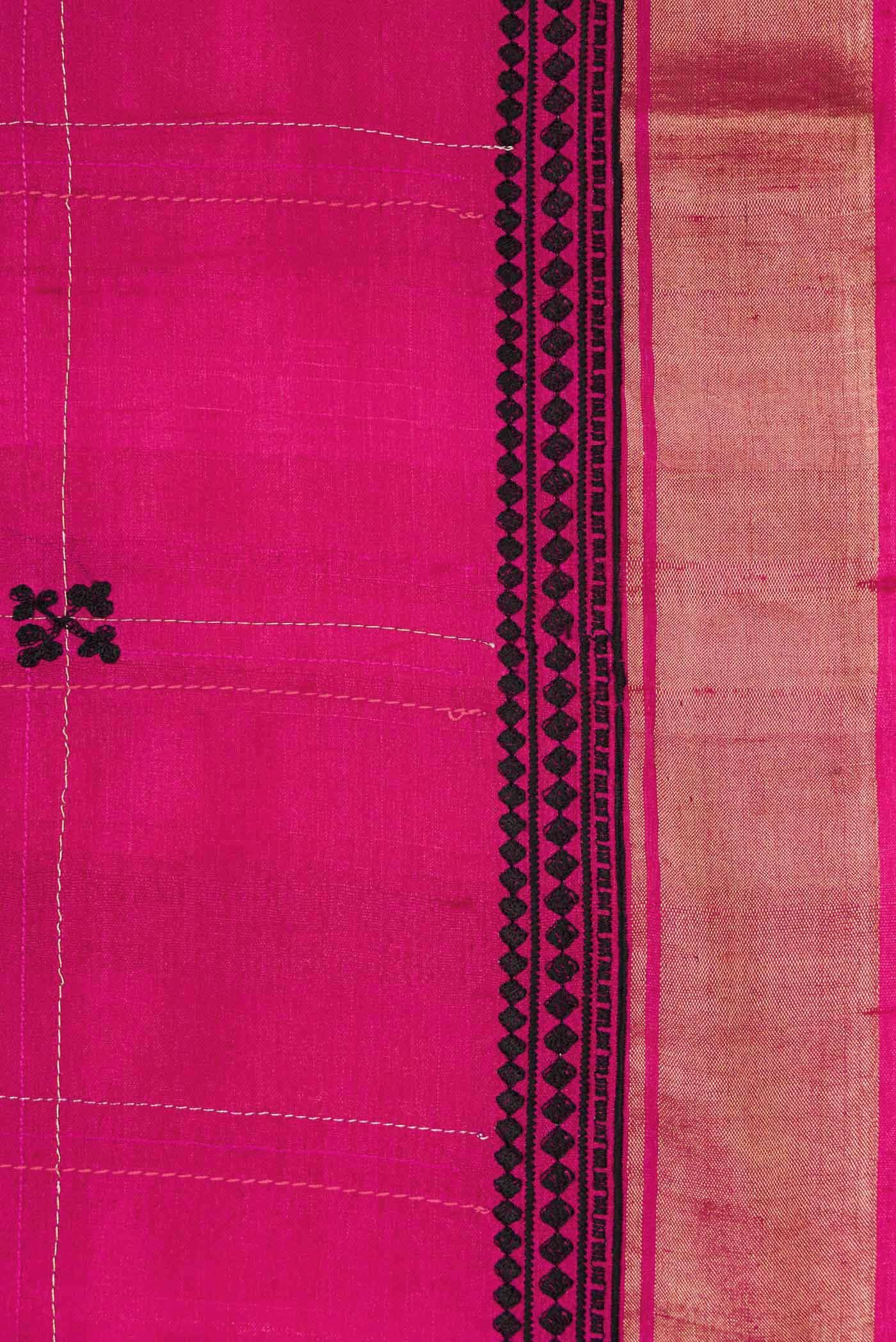 Pink Tussar Silk Saree