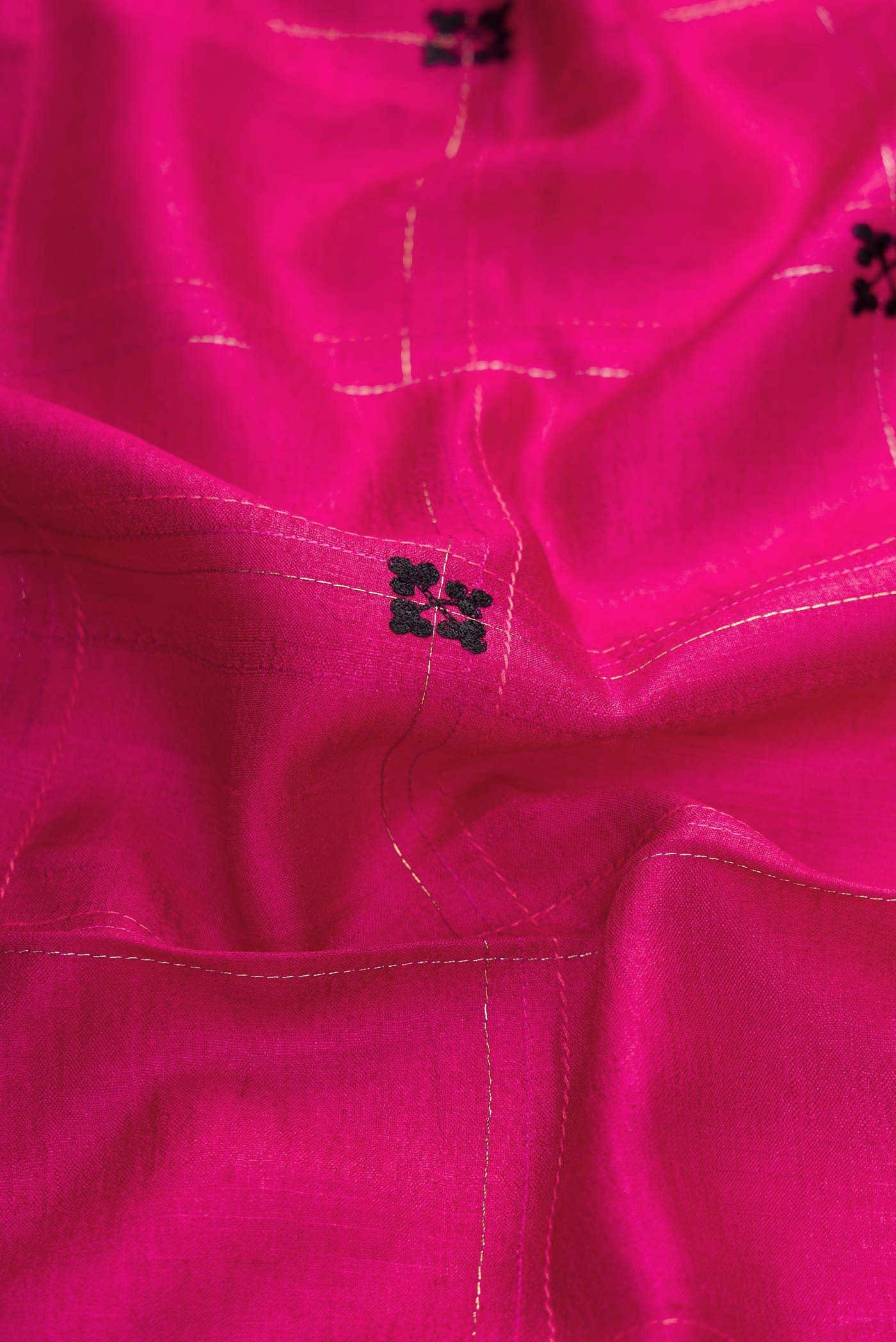 Pink Tussar Silk Saree