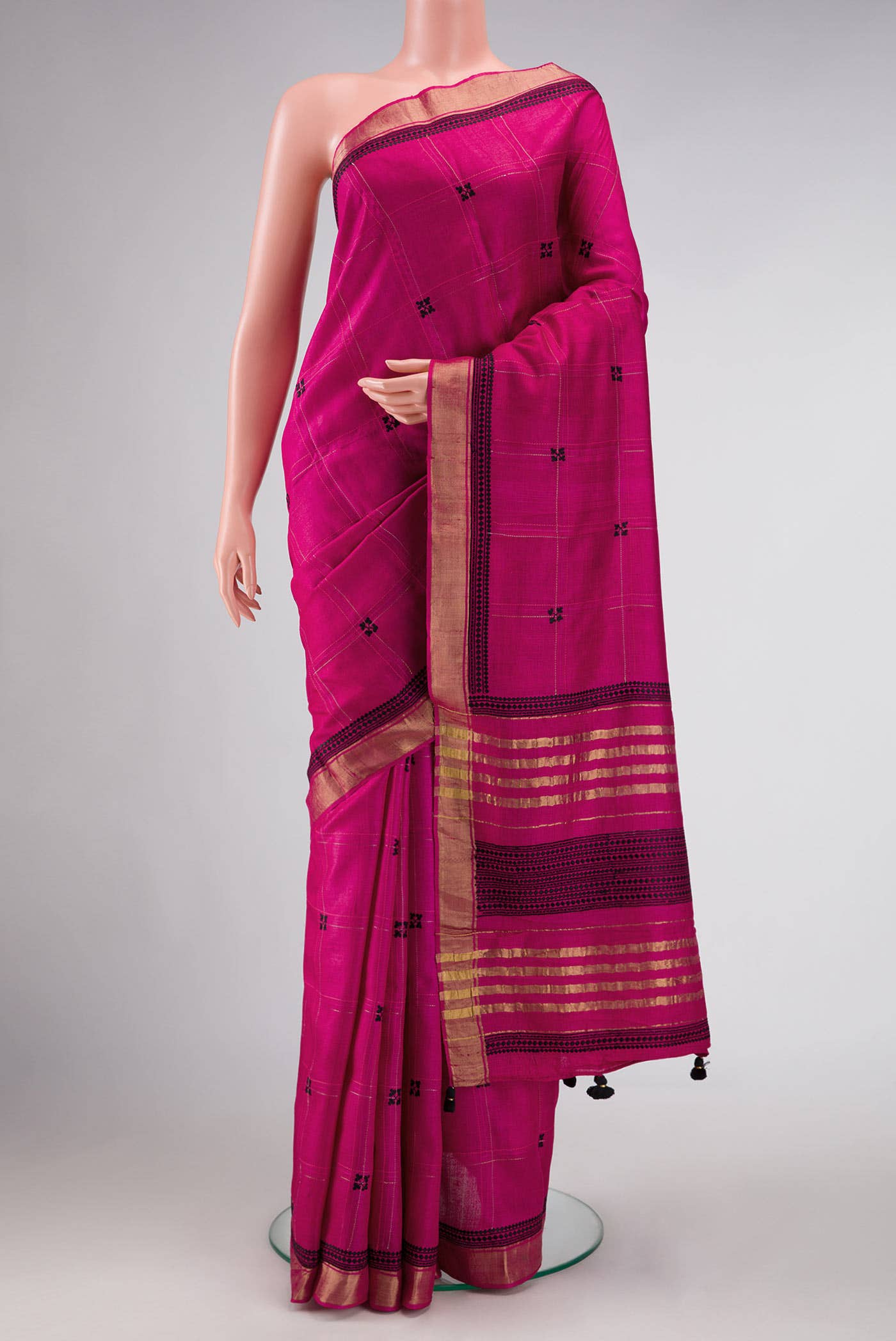 Pink Tussar Silk Saree