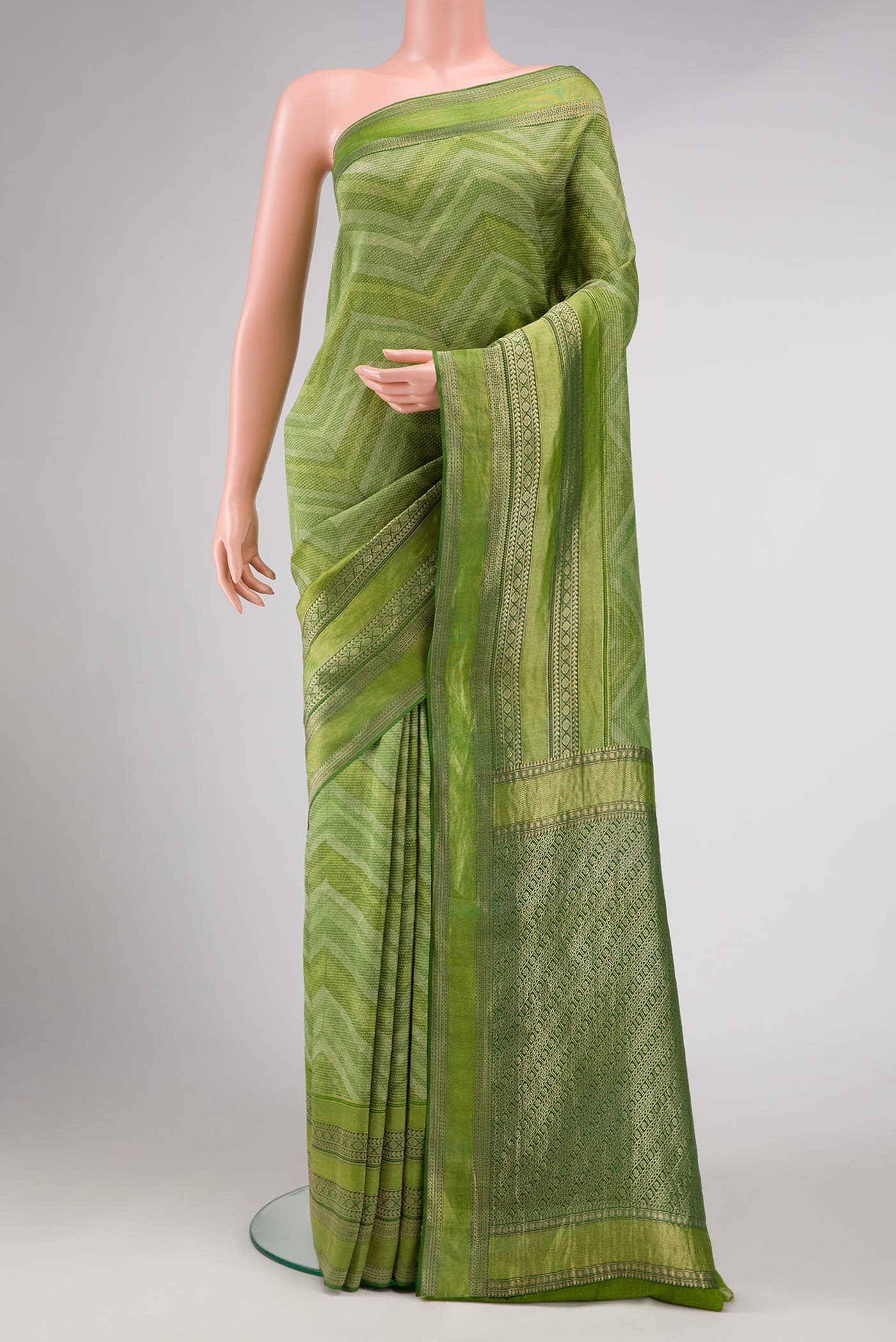 Green Dual Tone Banarasi Georgette Saree