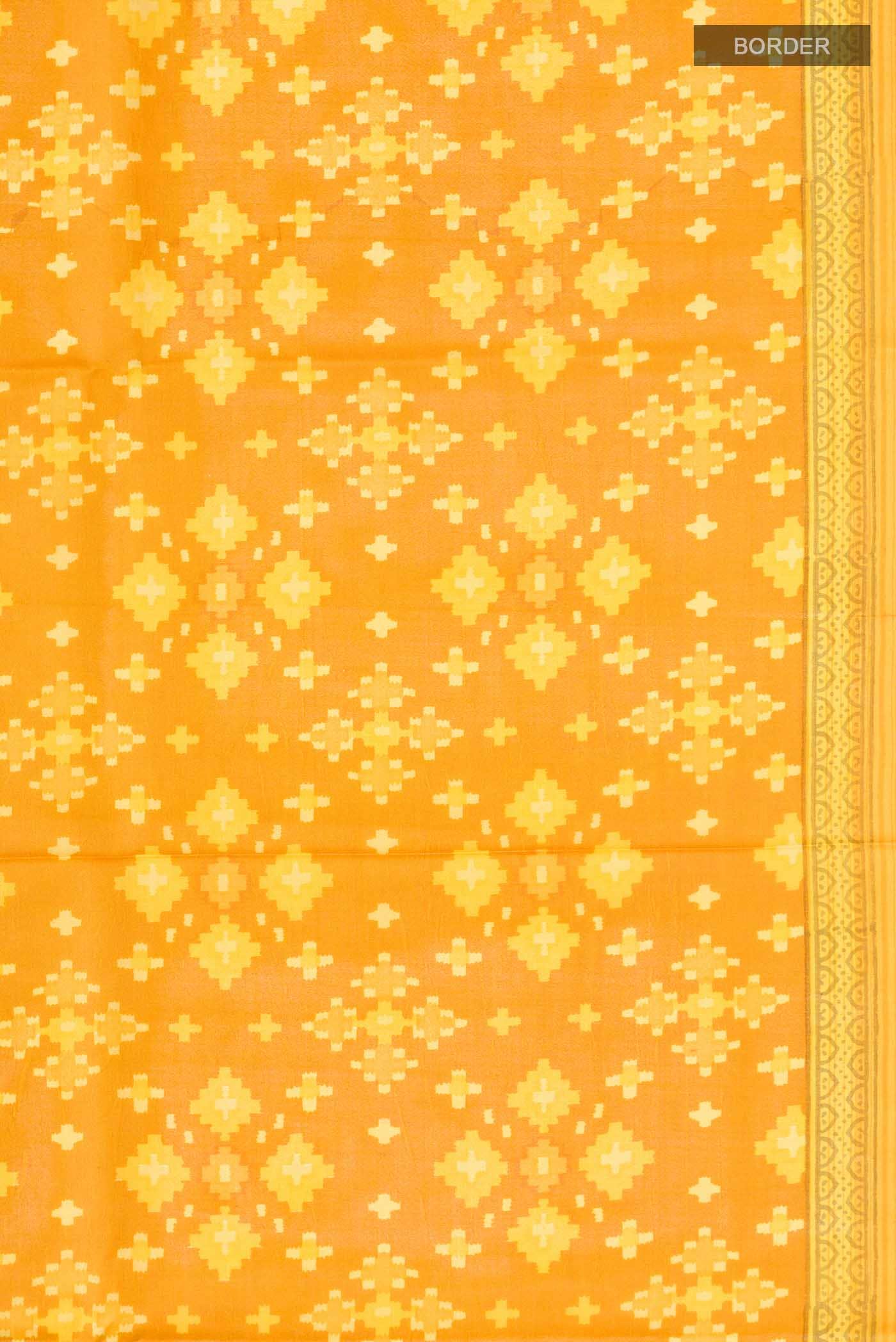 Mustard Printed Silk Saree
