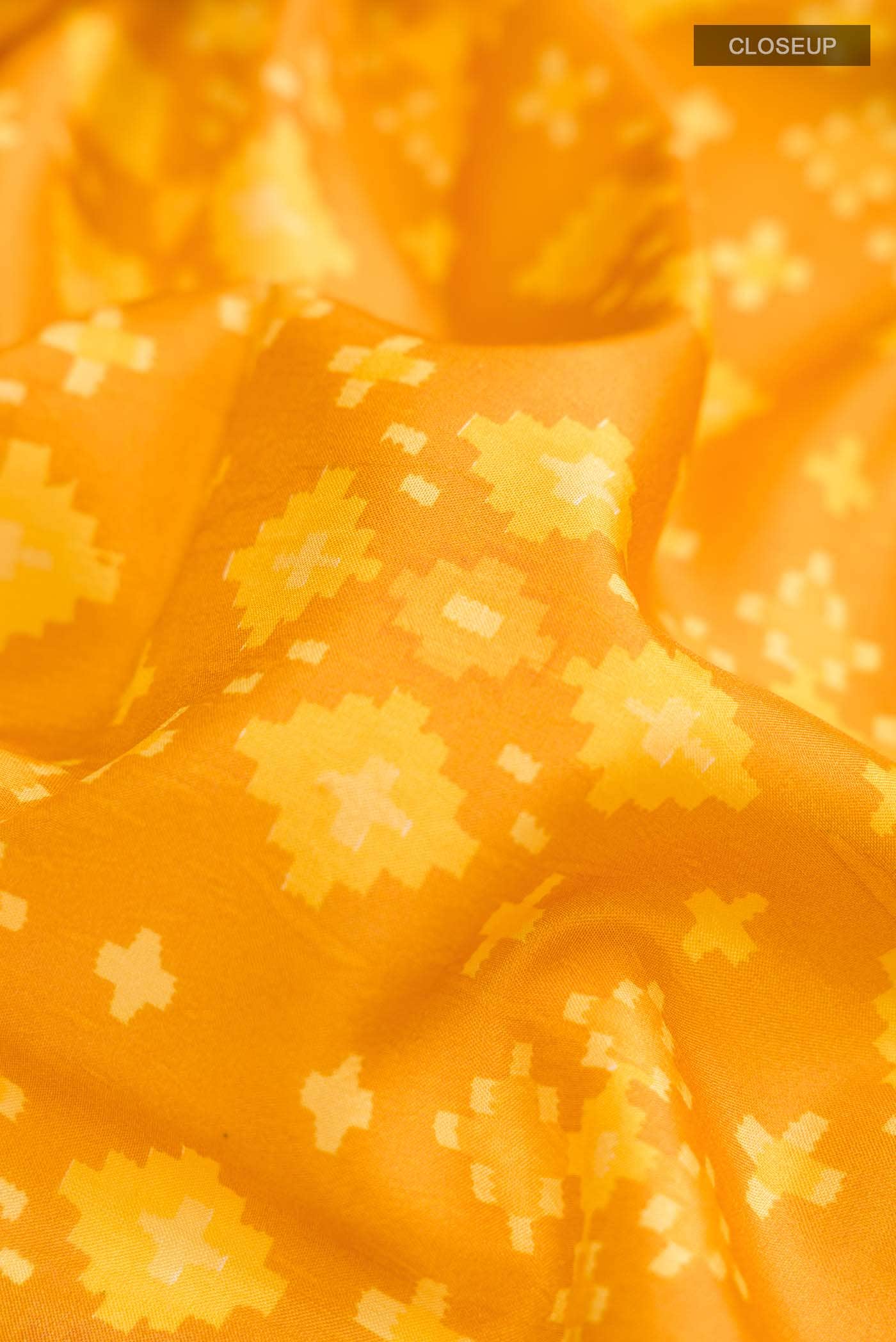Mustard Printed Silk Saree