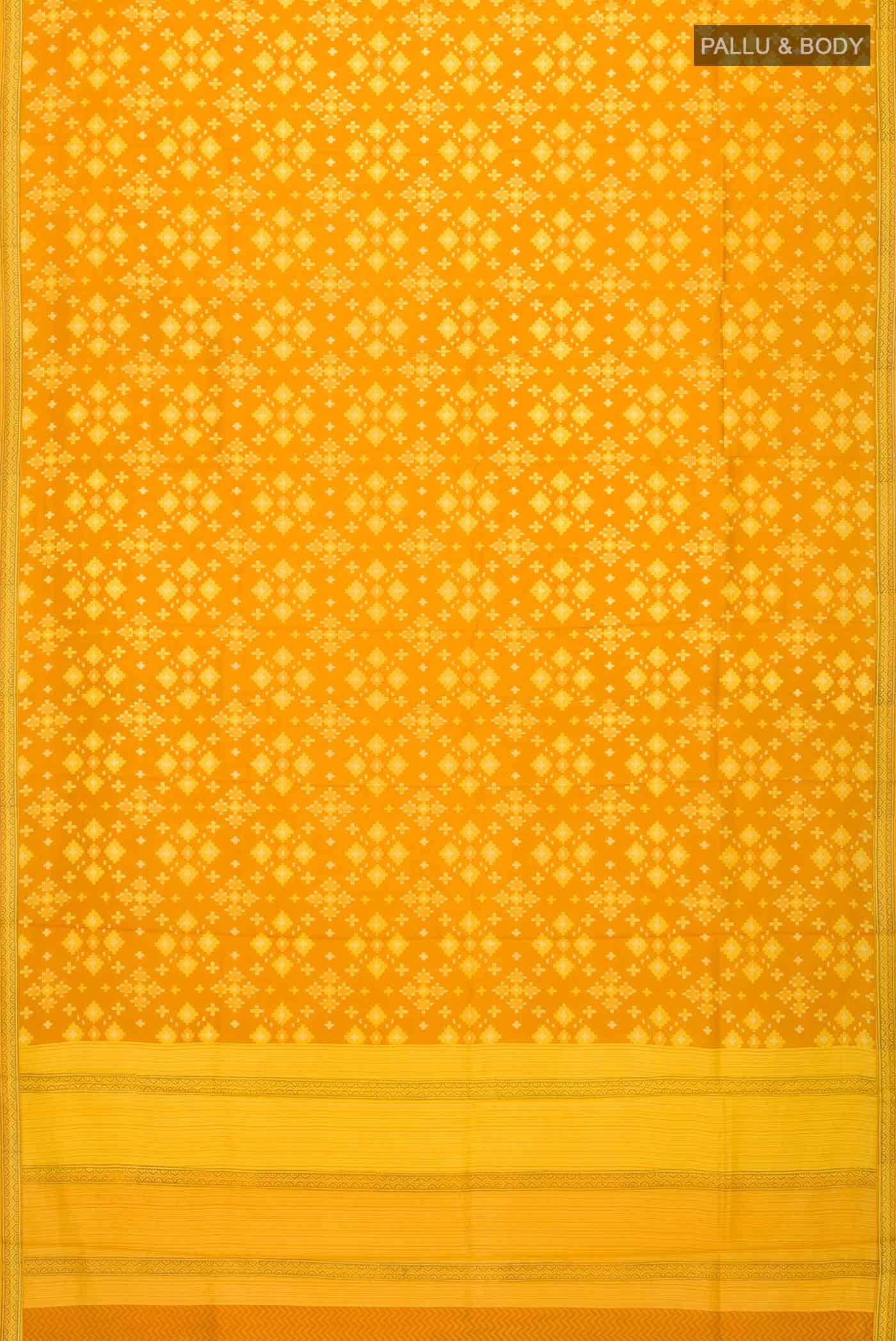 Mustard Printed Silk Saree