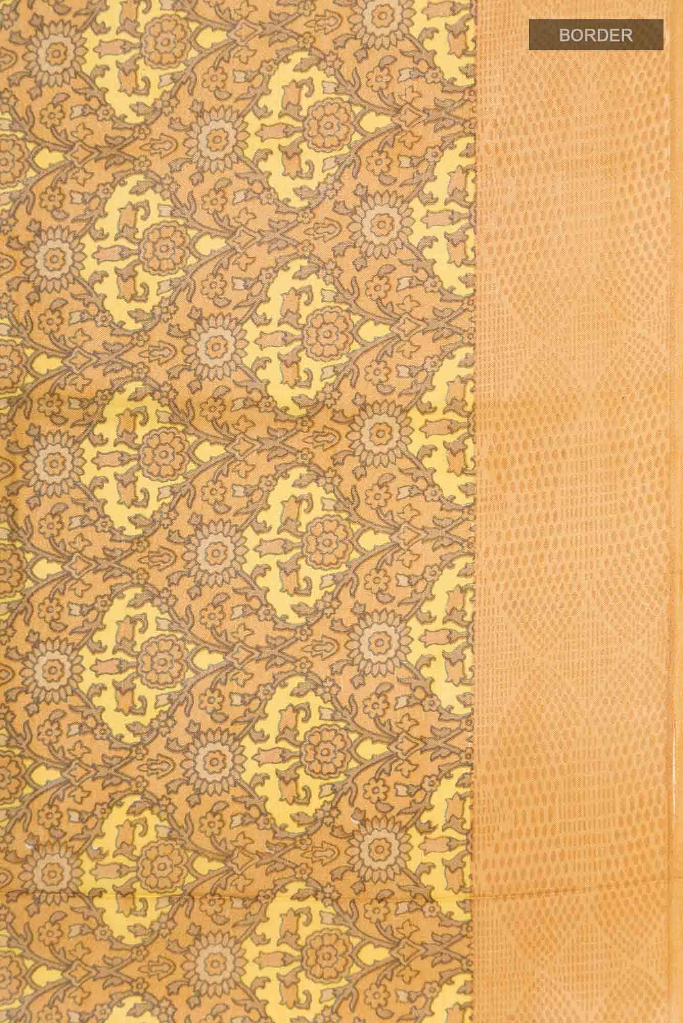 Yellow Printed Silk Saree