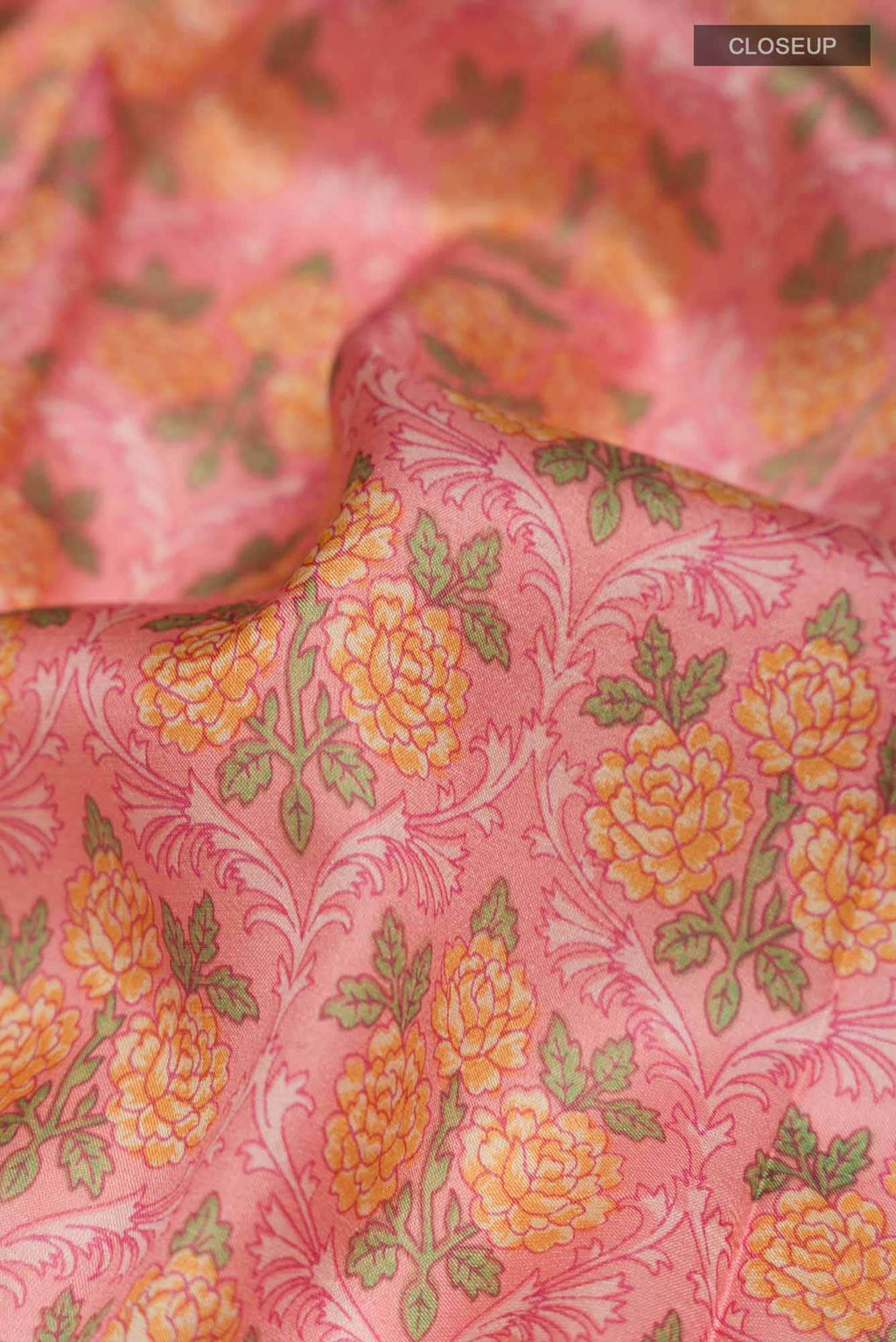 Peach Printed Silk Saree
