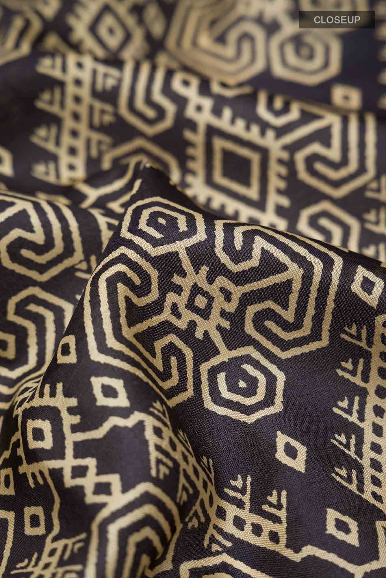 Black Printed Silk Saree