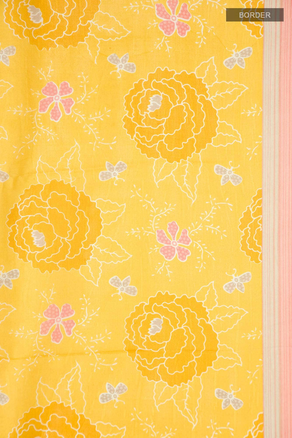 Yellow Printed Silk Saree