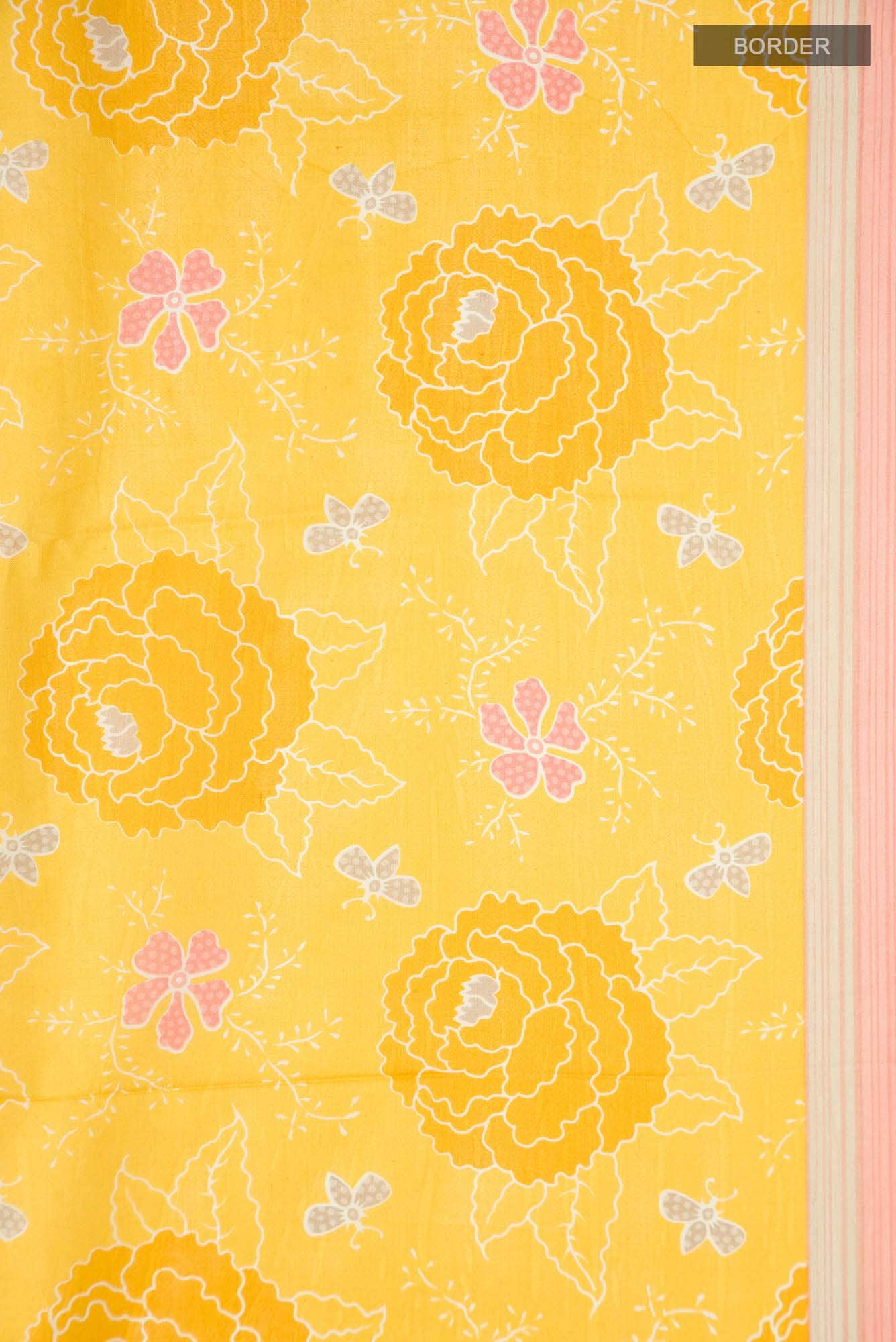 Yellow Printed Silk Saree