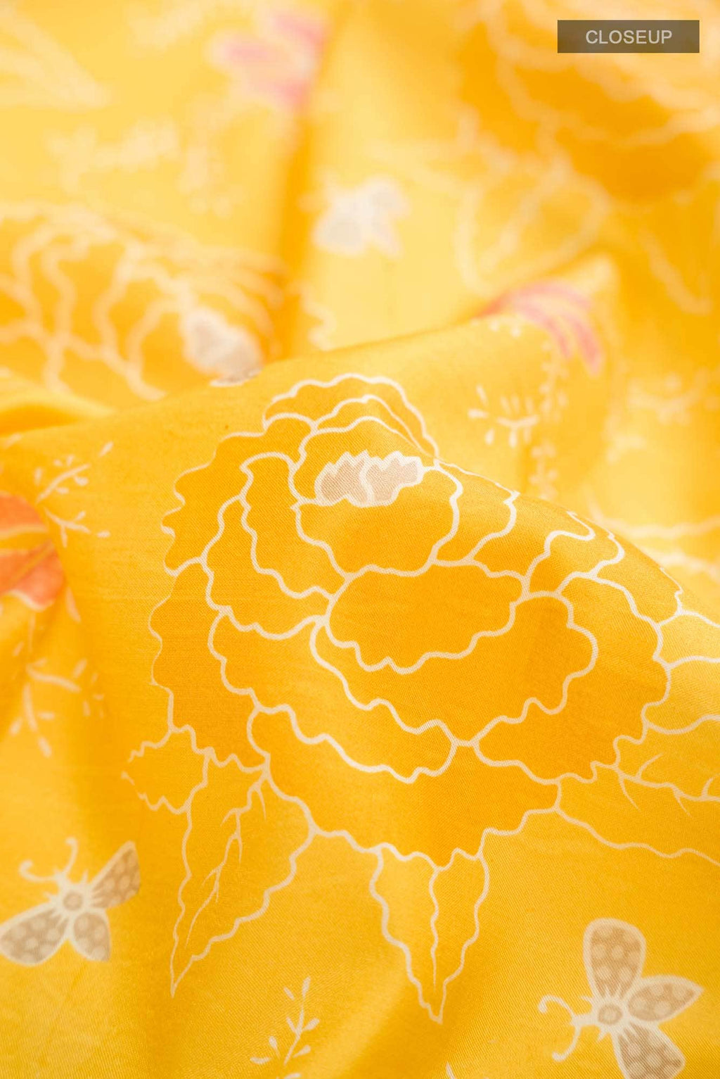Yellow Printed Silk Saree