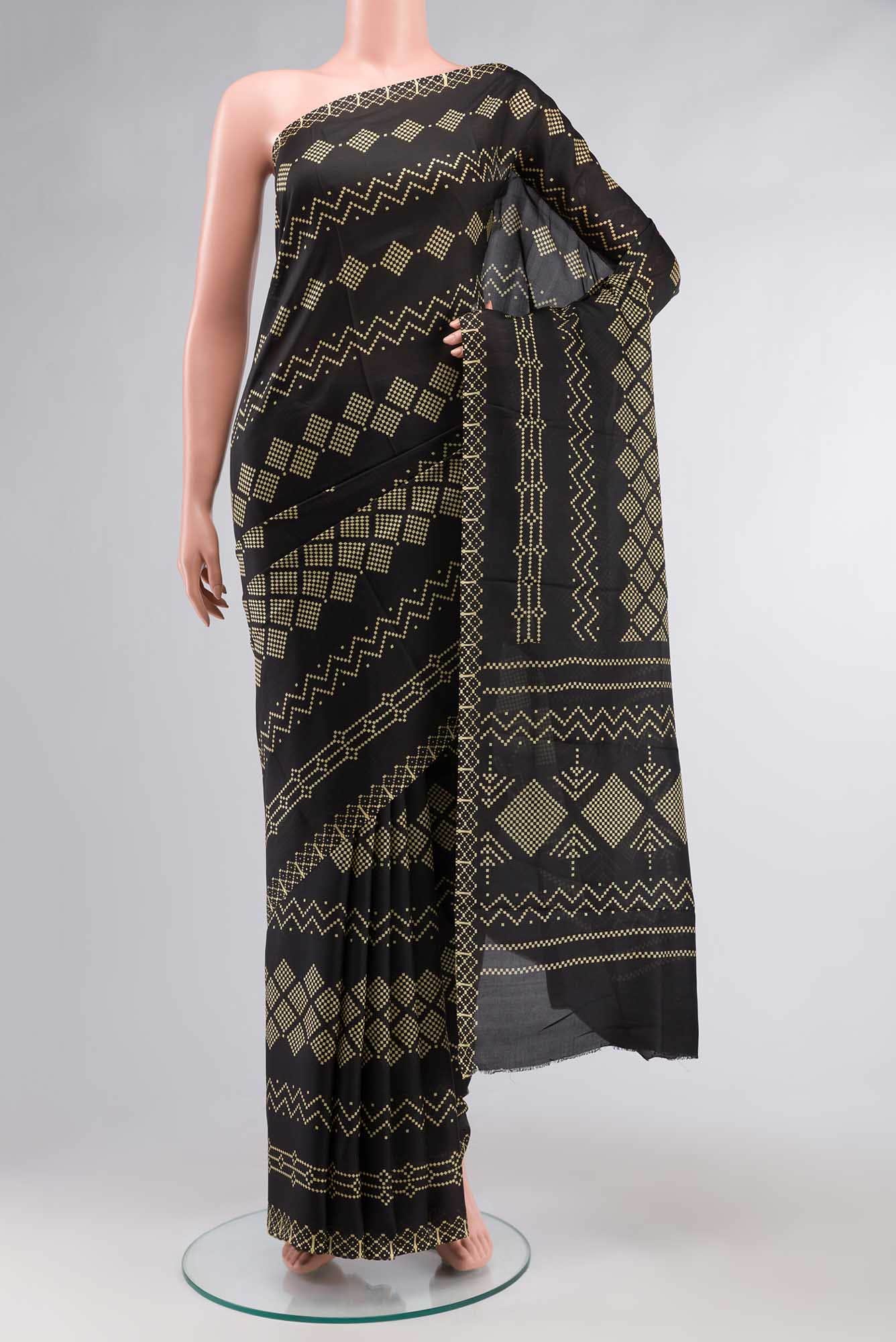 Black Printed Silk Saree