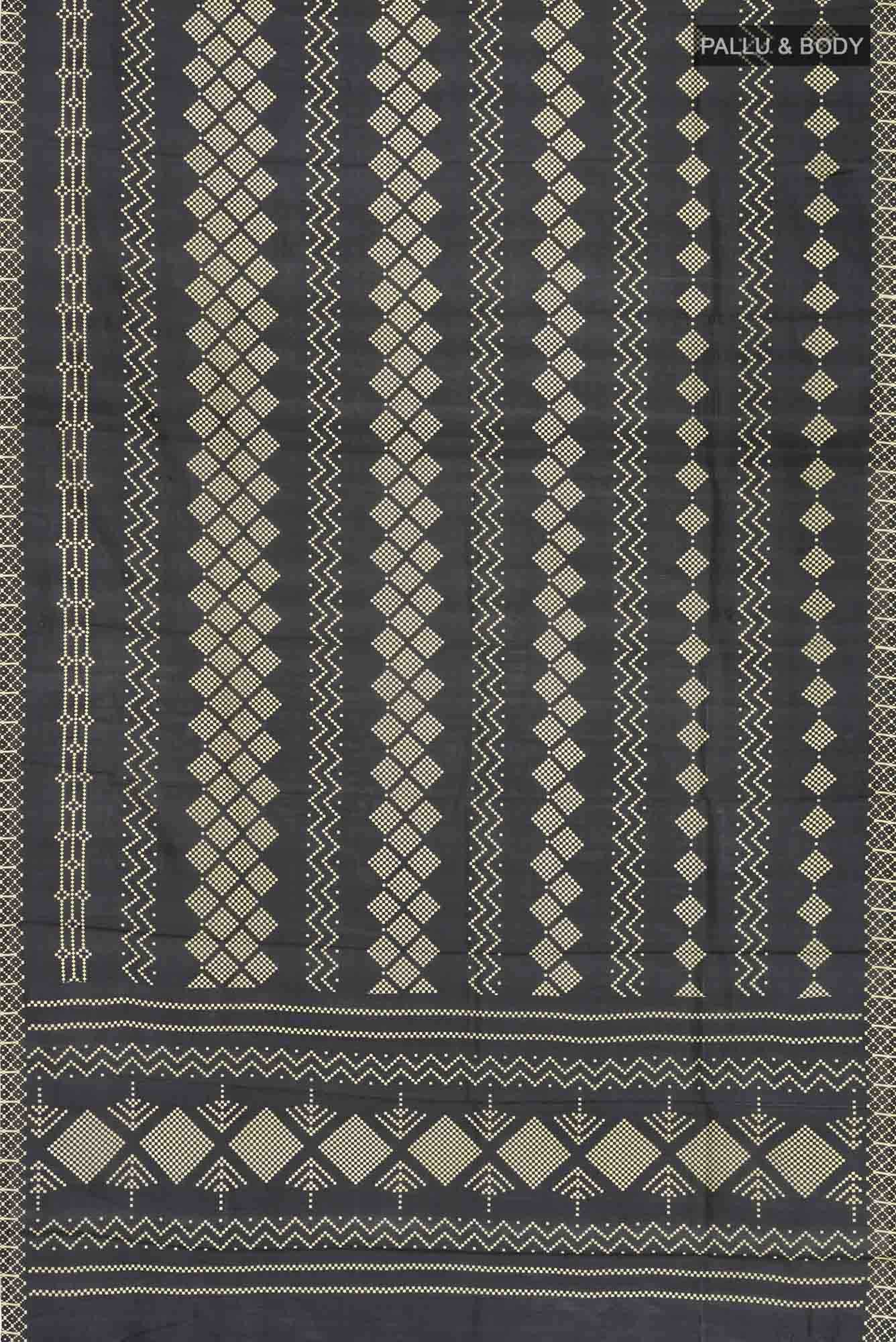 Black Printed Silk Saree