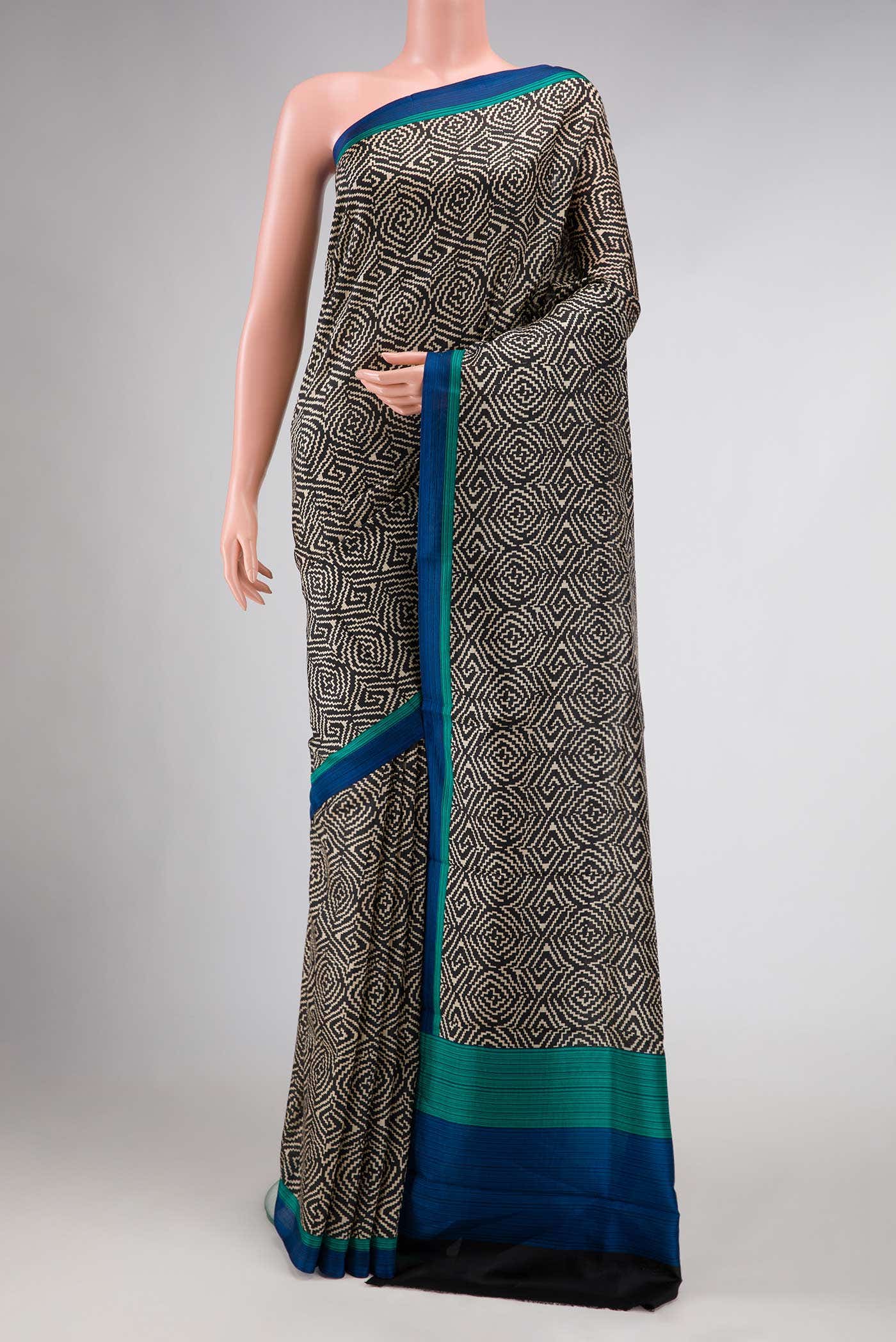 Black Dual Tone Printed Silk Saree