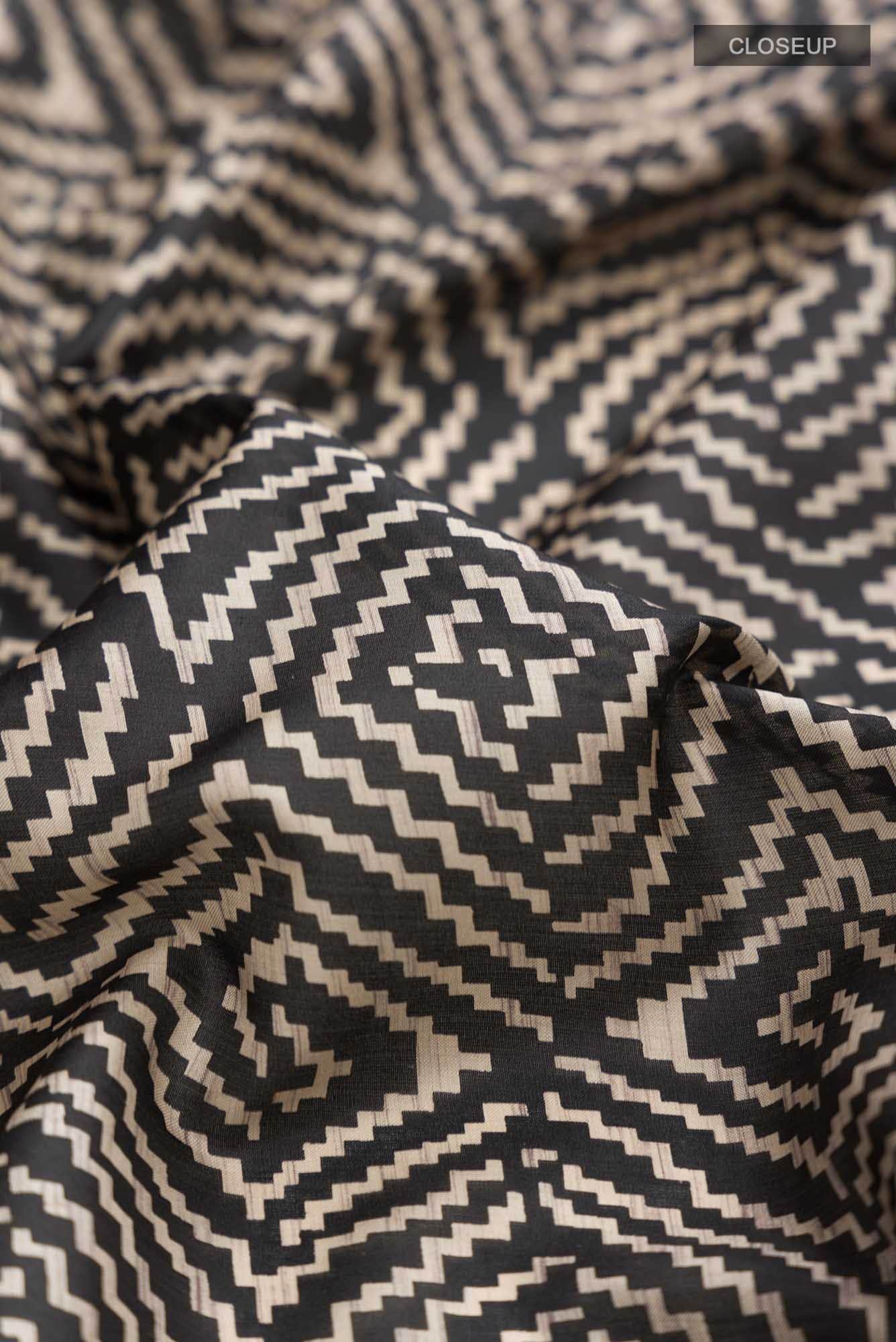 Black Printed Silk Saree