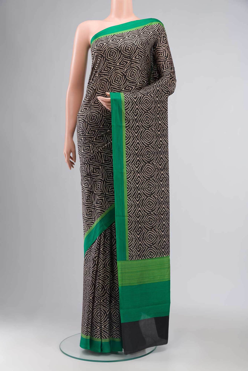 Black Printed Silk Saree