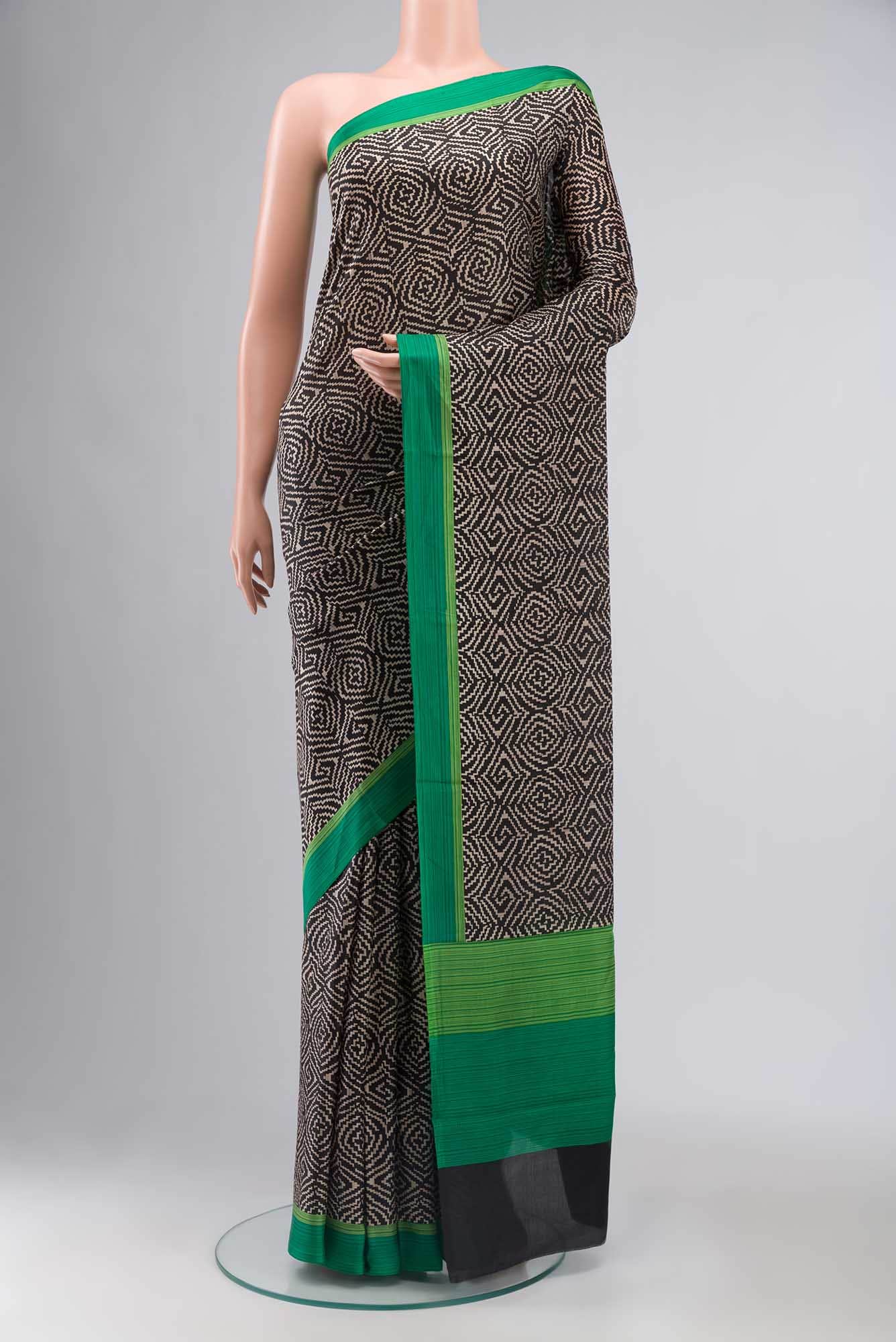Black Printed Silk Saree