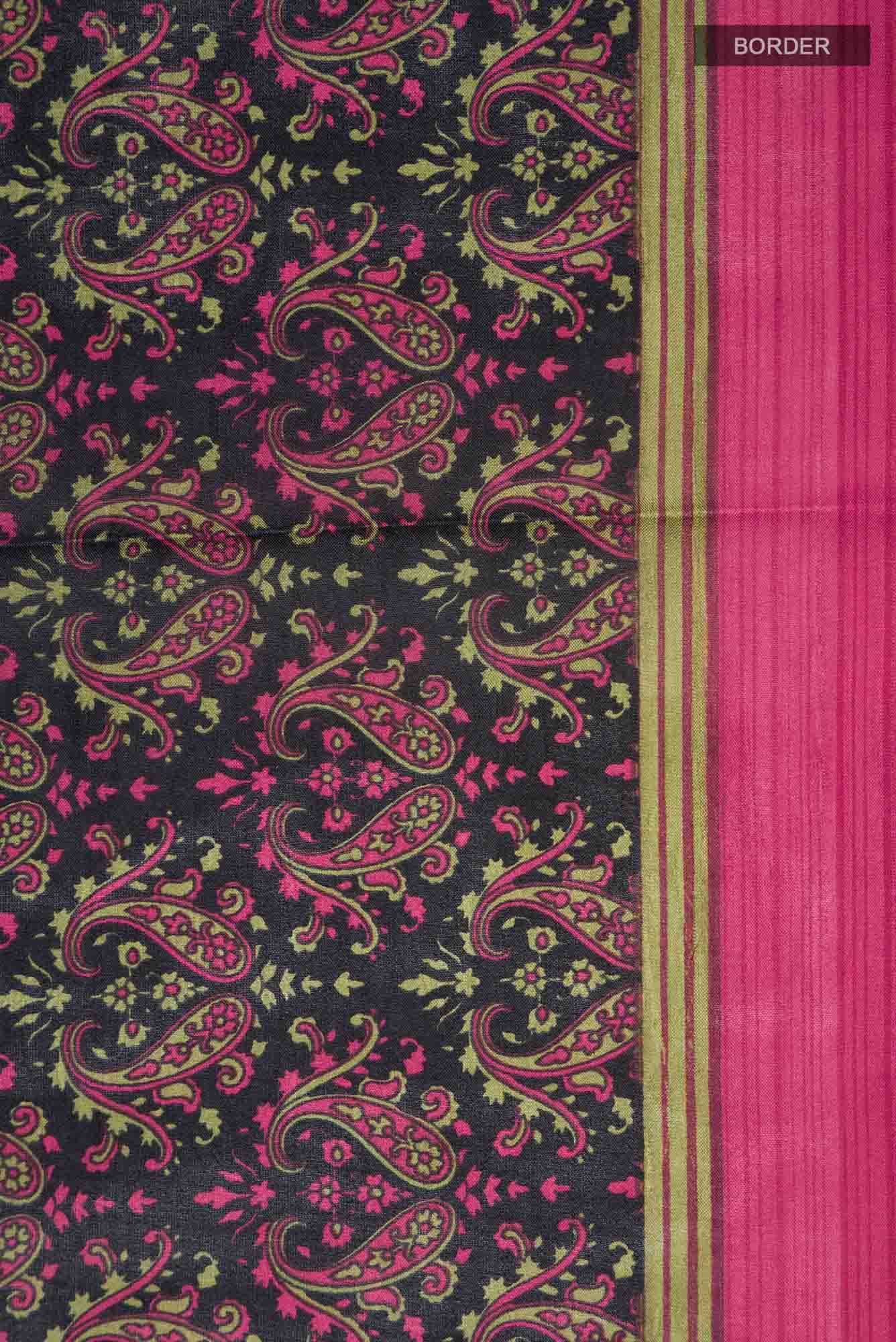 Black Printed Silk Saree