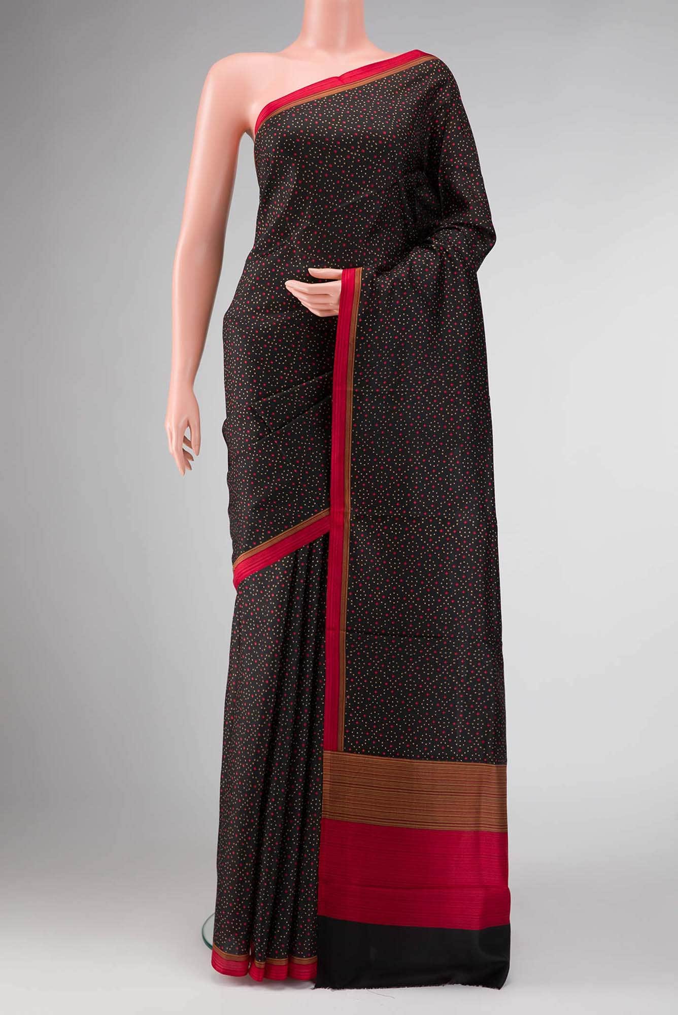 Black Dual Tone Printed Silk Saree