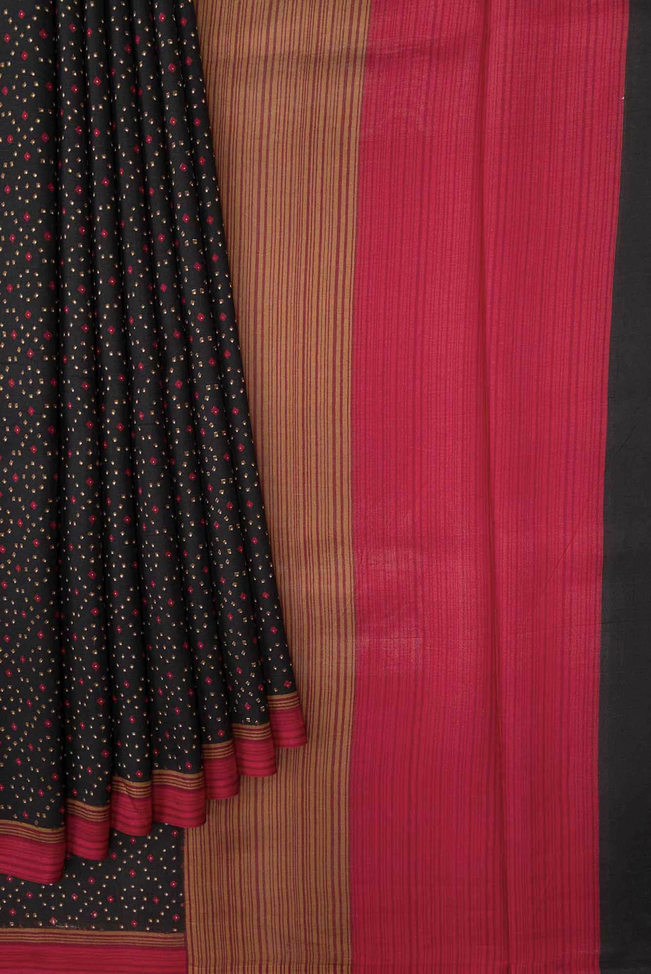 Black Dual Tone Printed Silk Saree