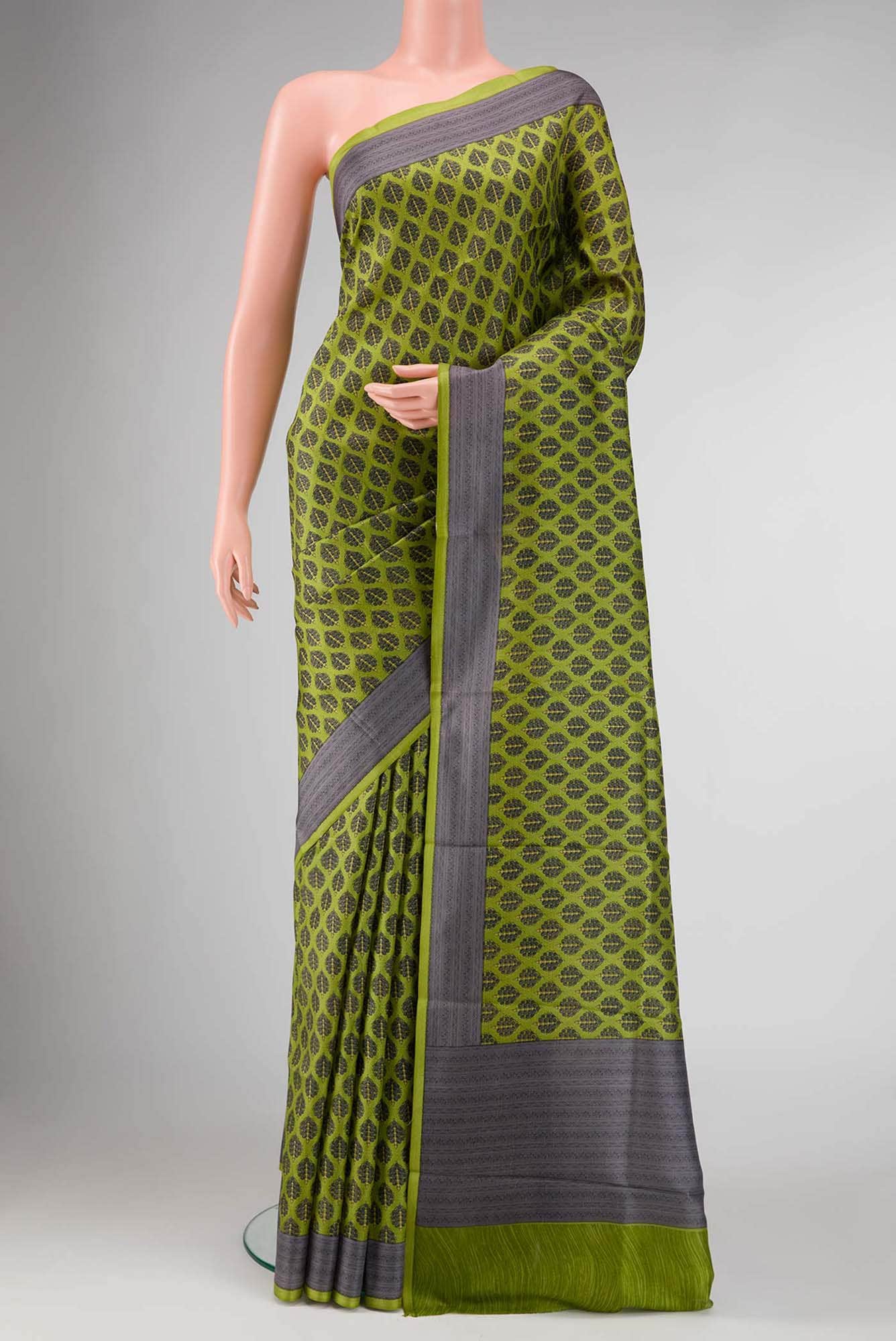 Green Dual Tone Printed Silk Saree