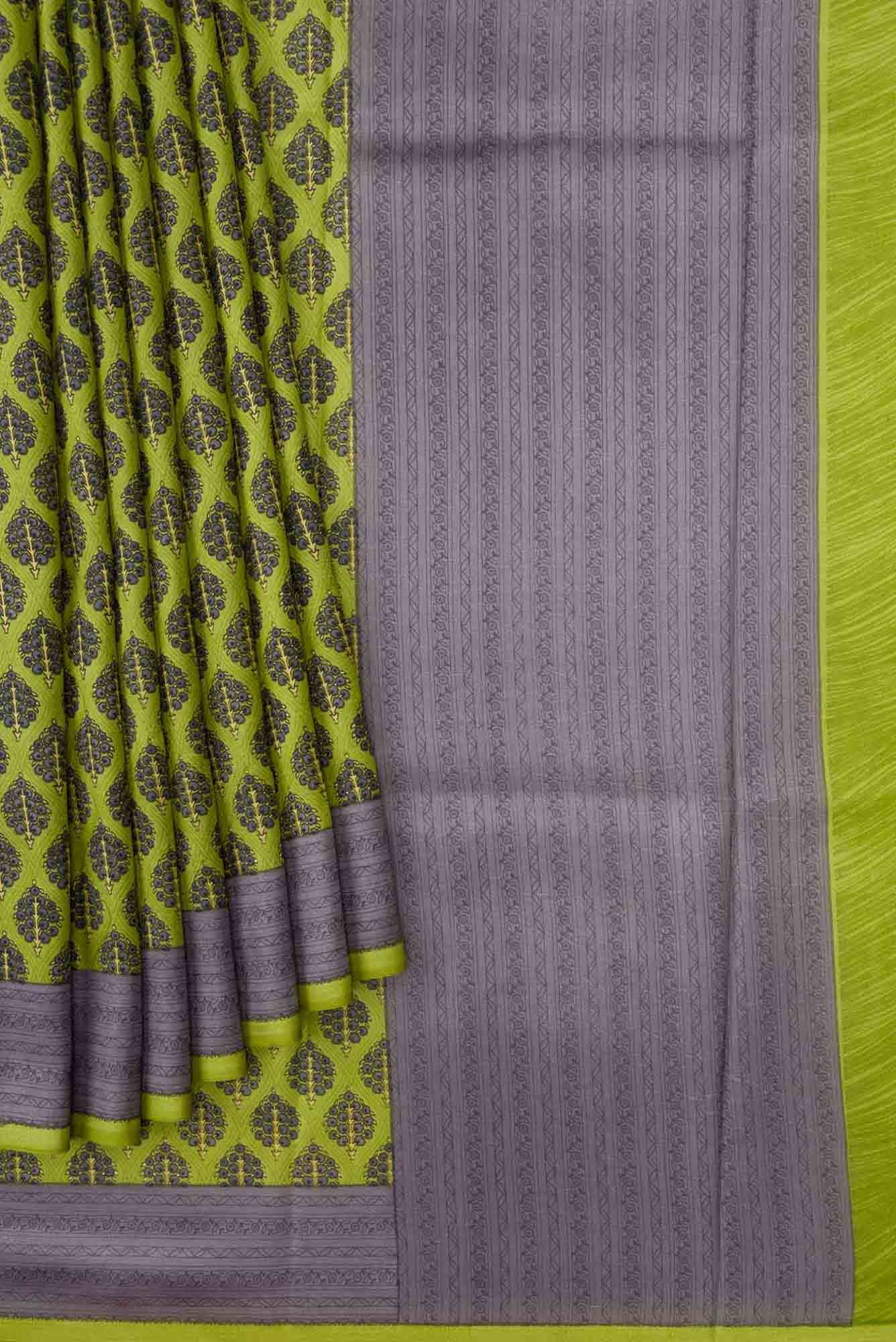 Green Dual Tone Printed Silk Saree