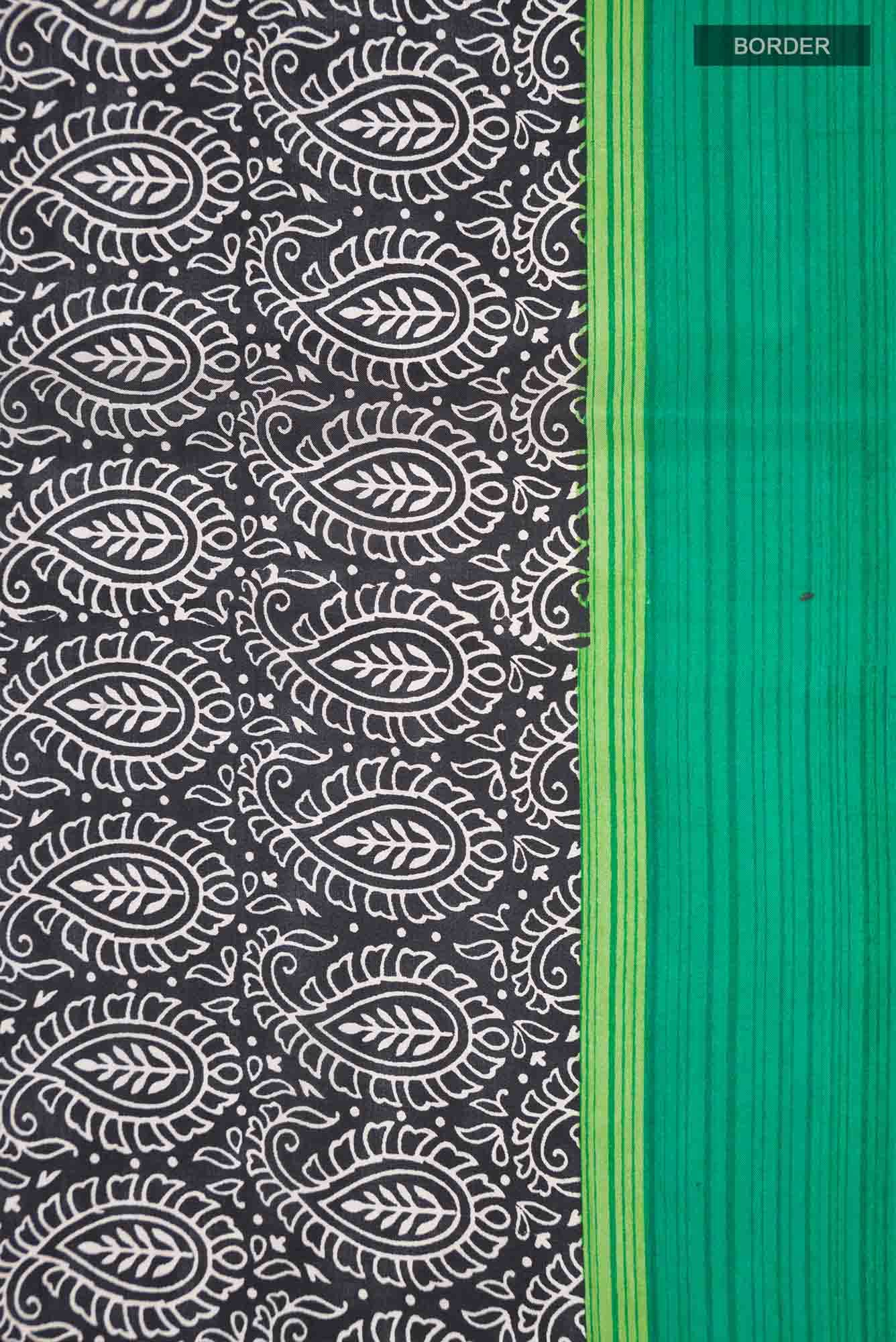 Black Printed Silk Saree