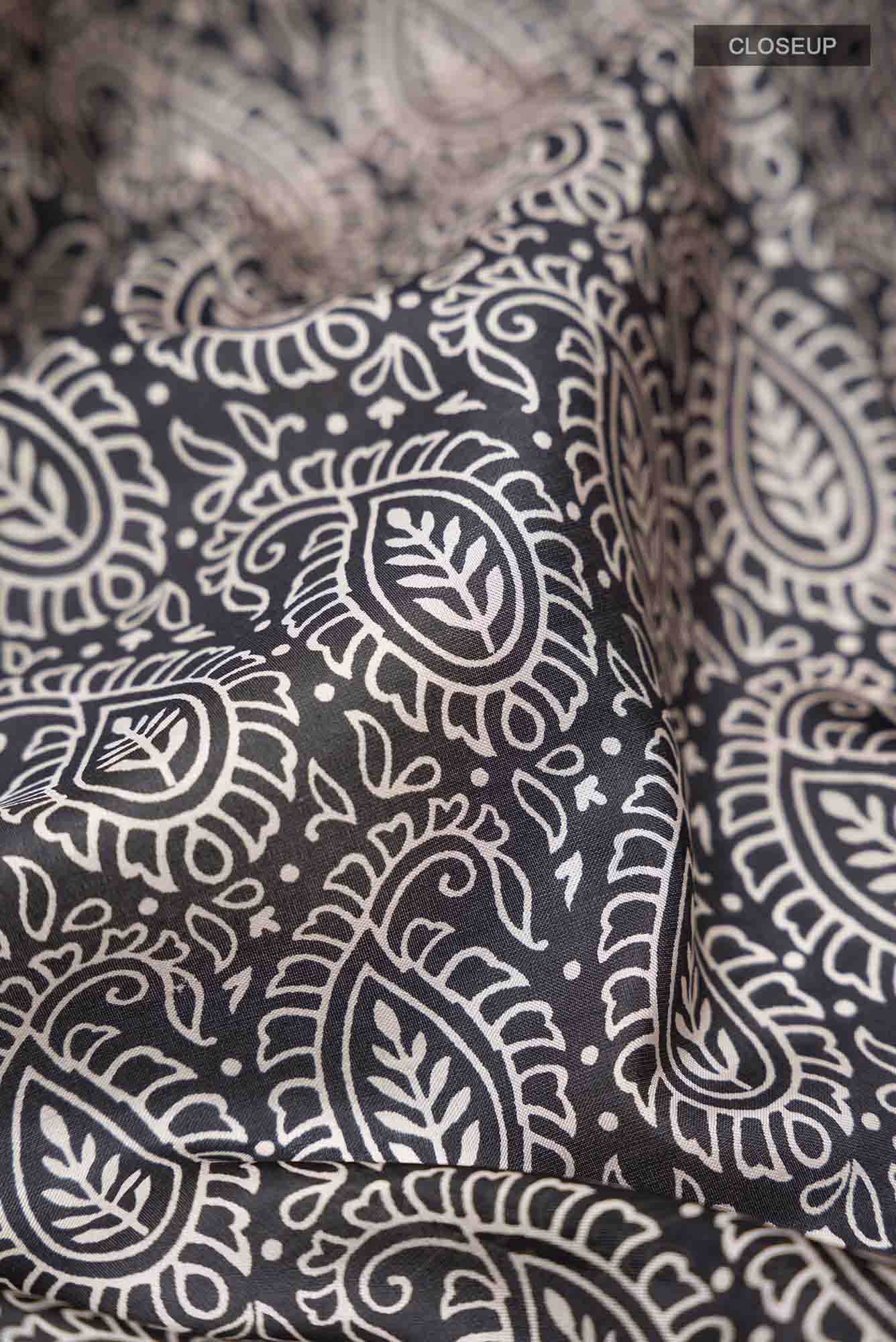 Black Printed Silk Saree