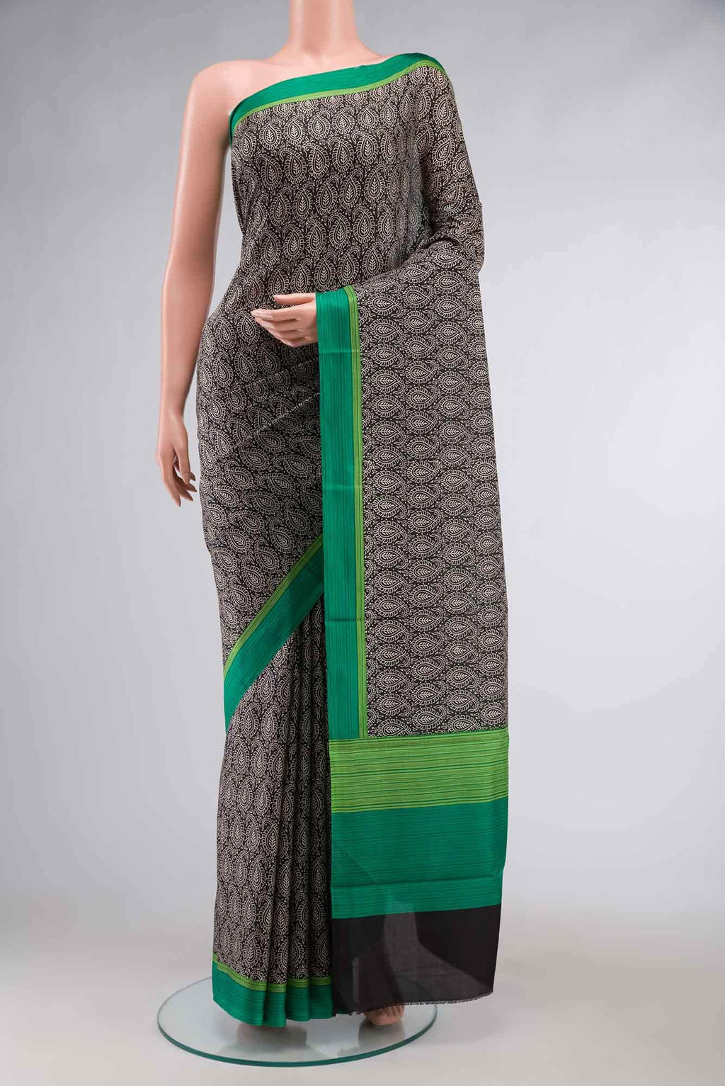 Black Printed Silk Saree