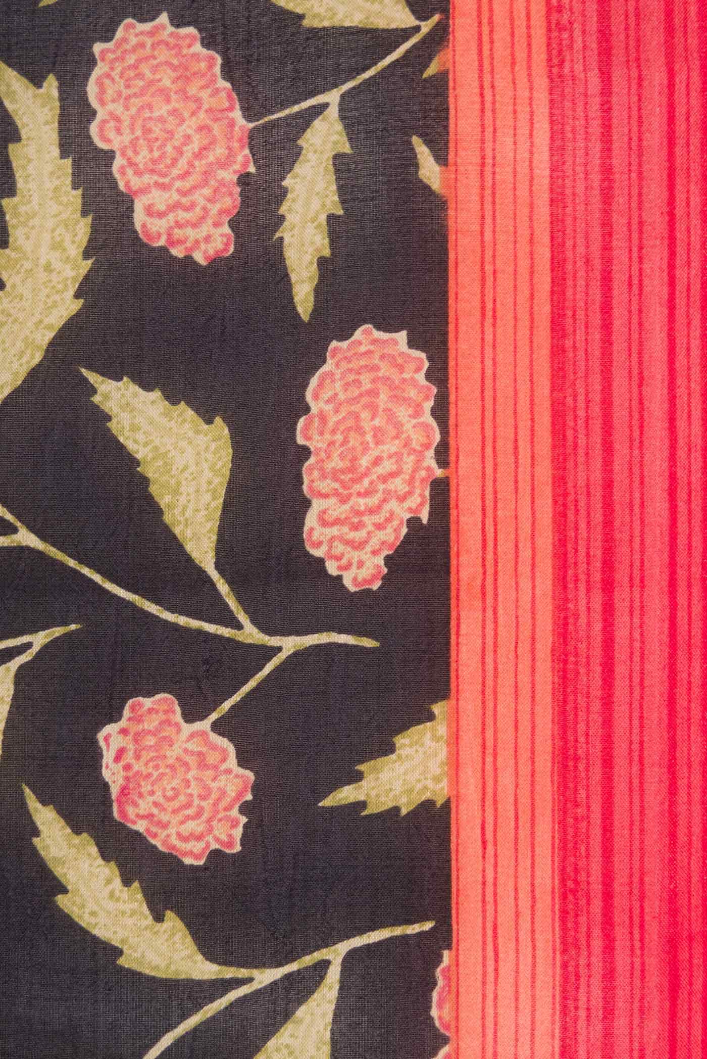 Black Printed Silk Saree
