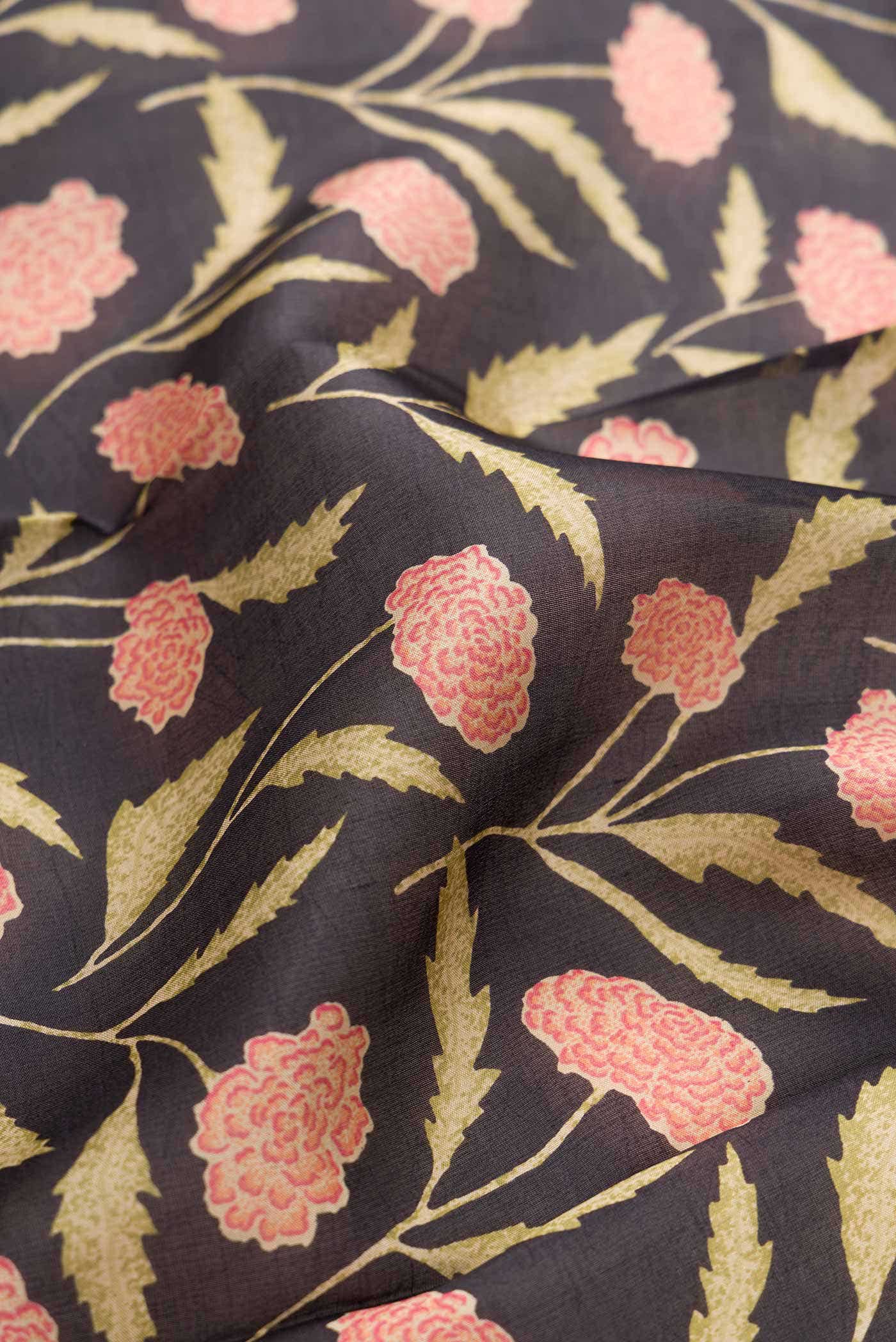 Black Printed Silk Saree