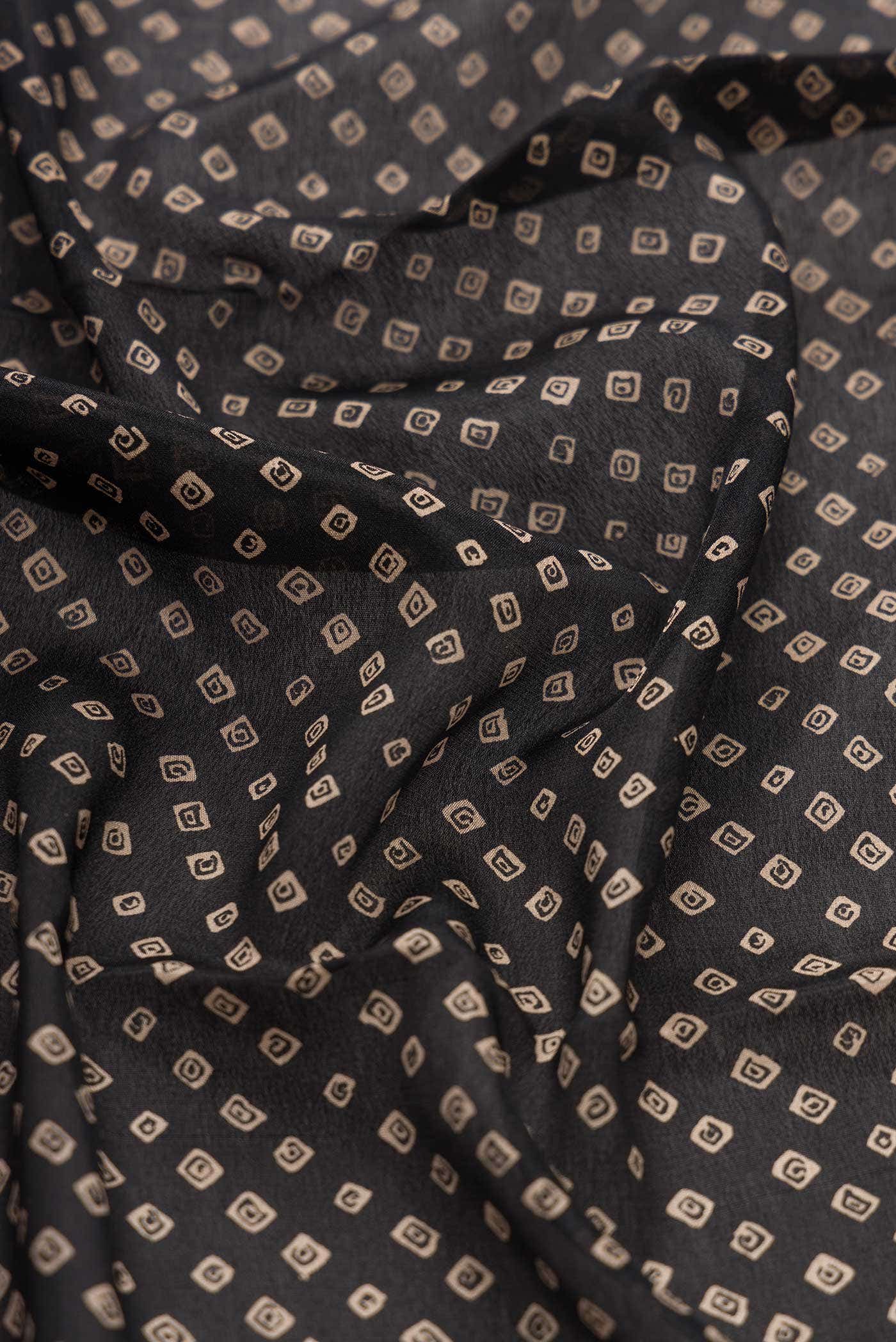 Black Mysore Crepe Saree