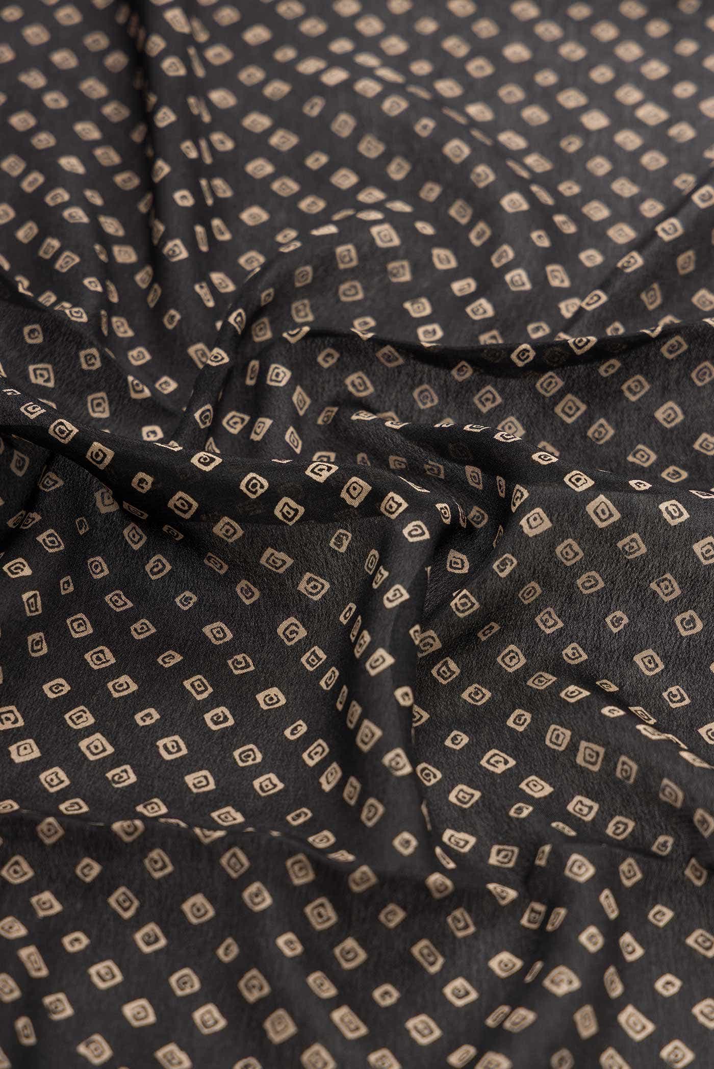 Black Mysore Crepe Saree