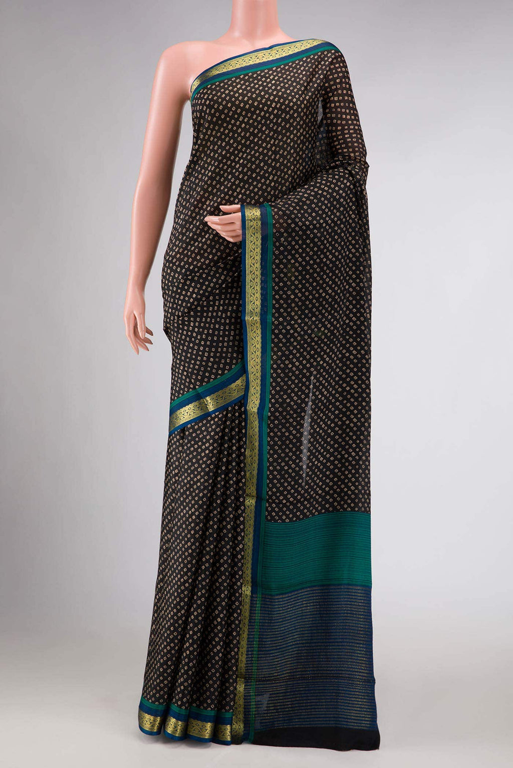 Black Mysore Crepe Saree
