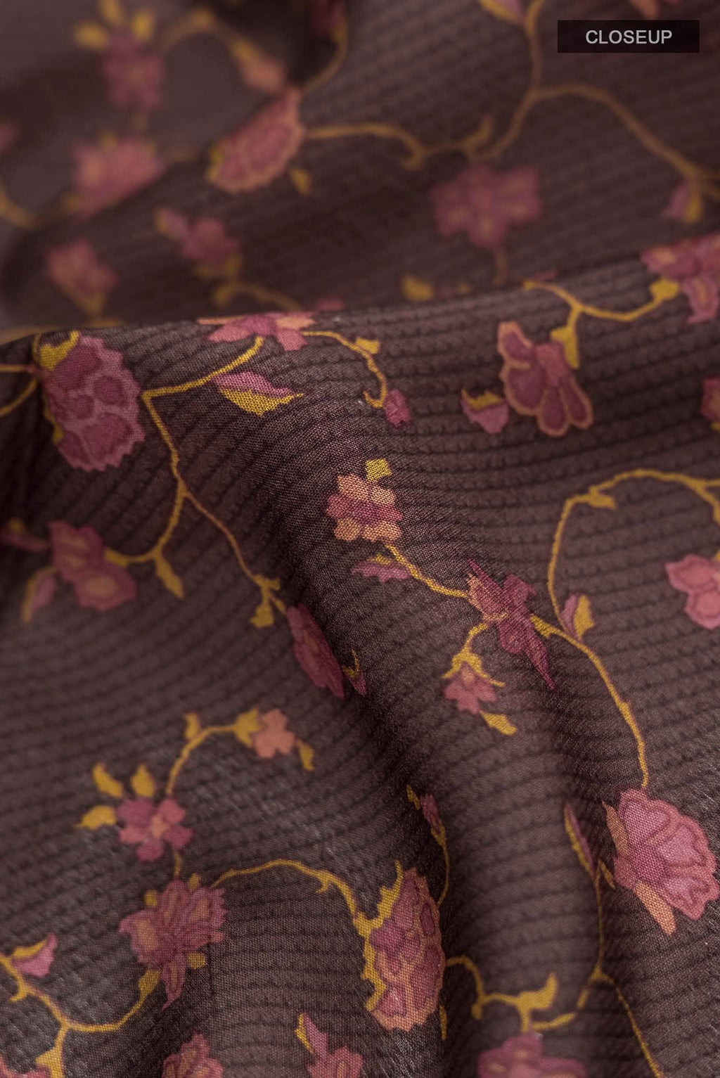 Brown Crepe Saree
