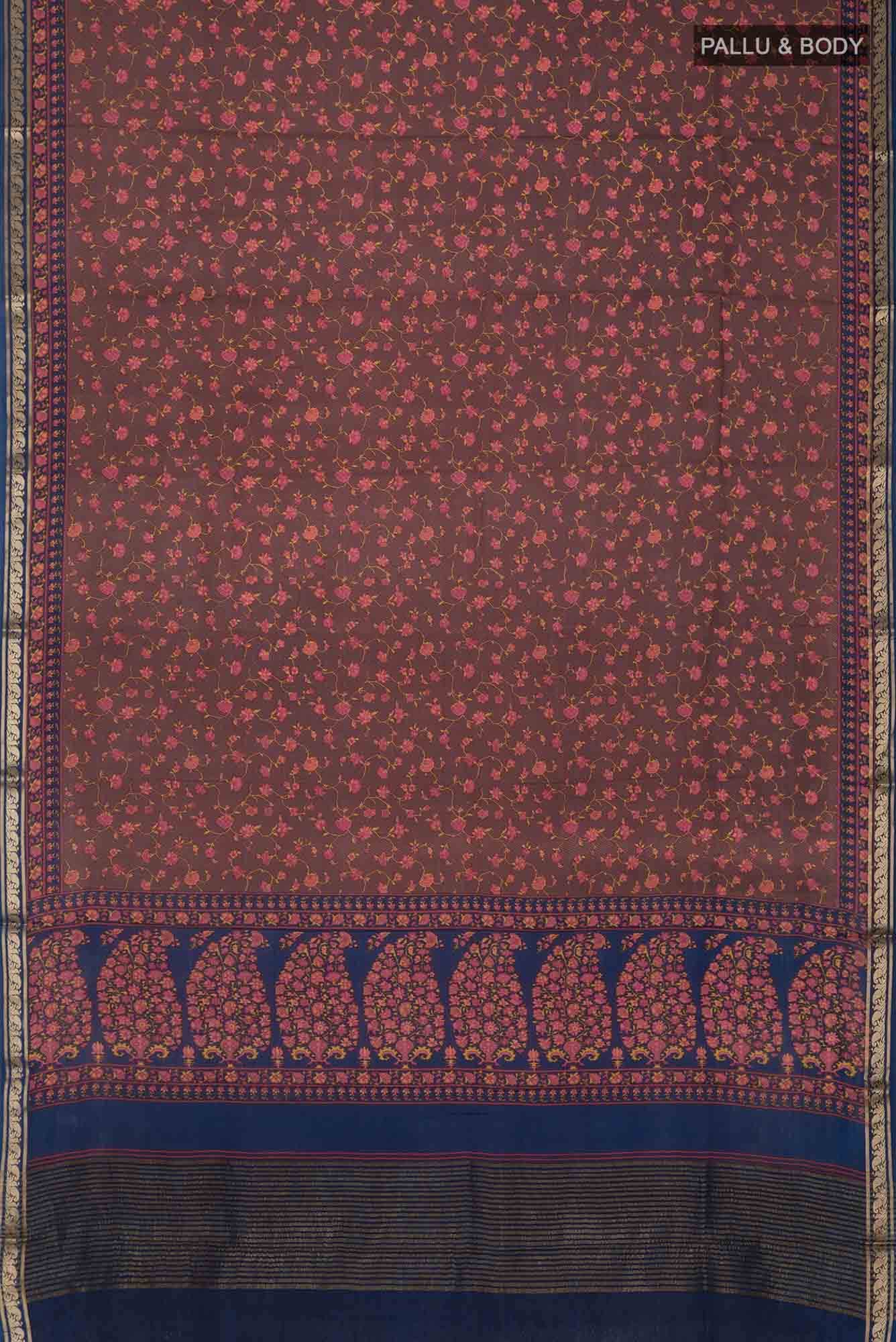 Brown Crepe Saree