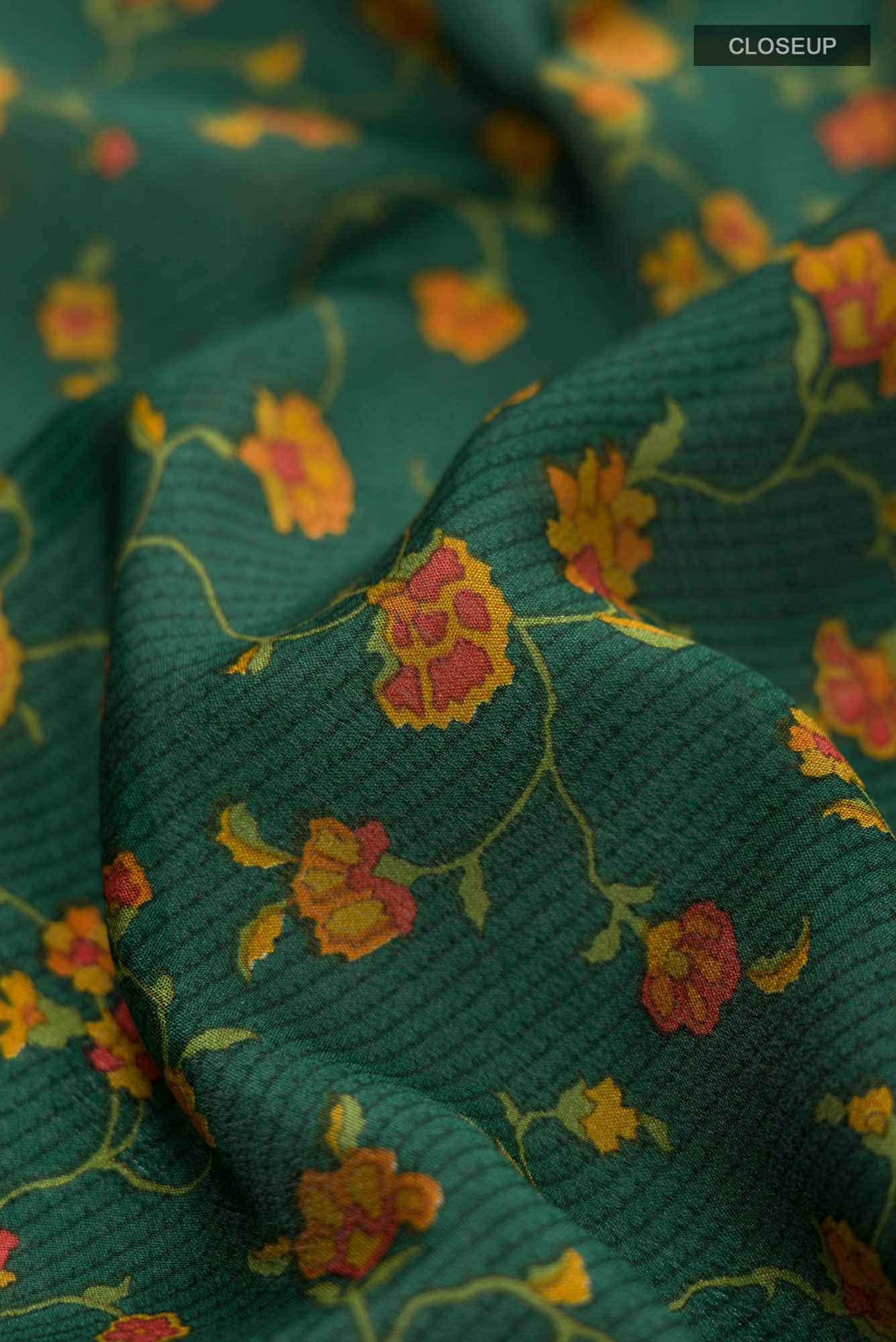 Green Crepe Saree