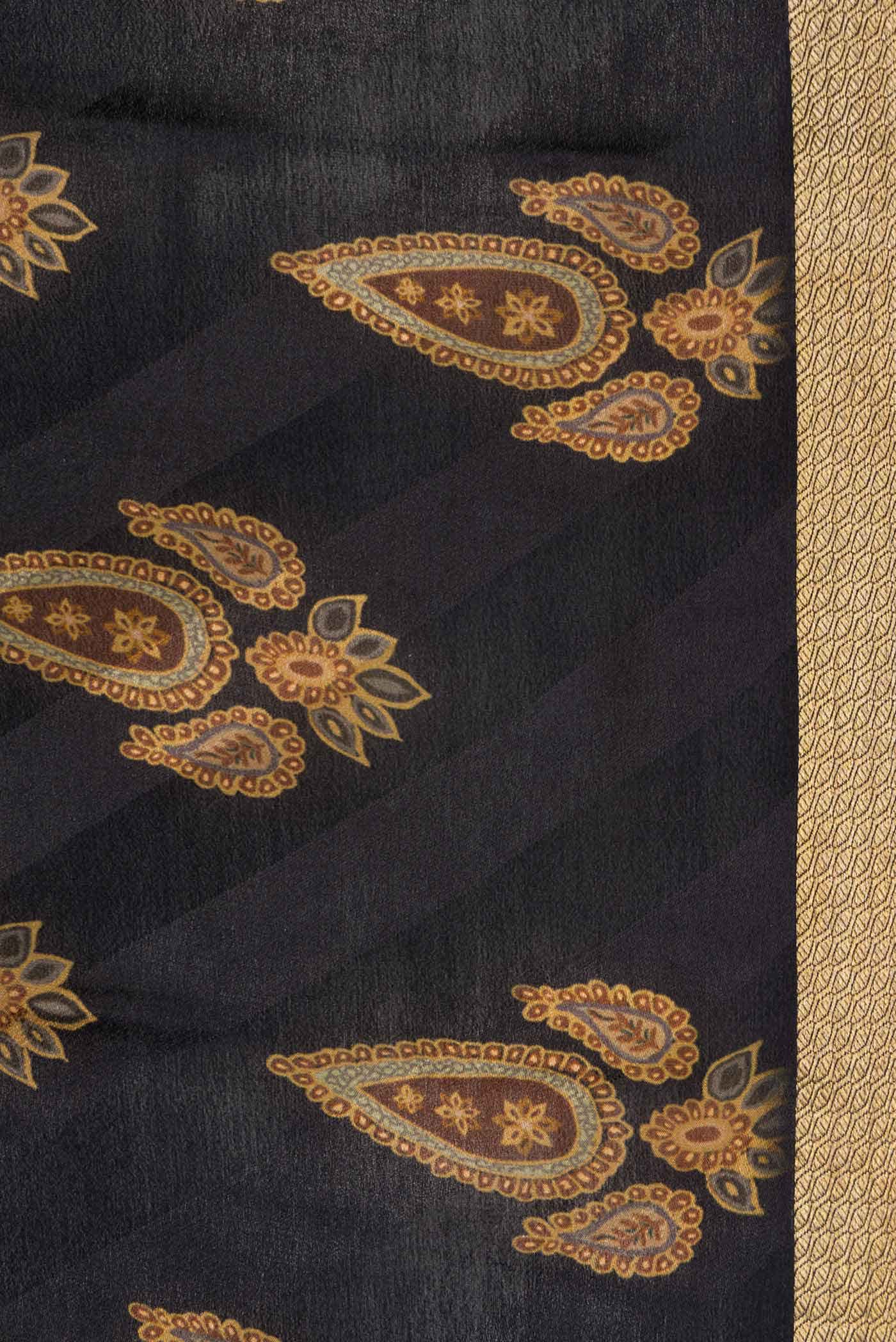 Black Mysore Crepe Saree