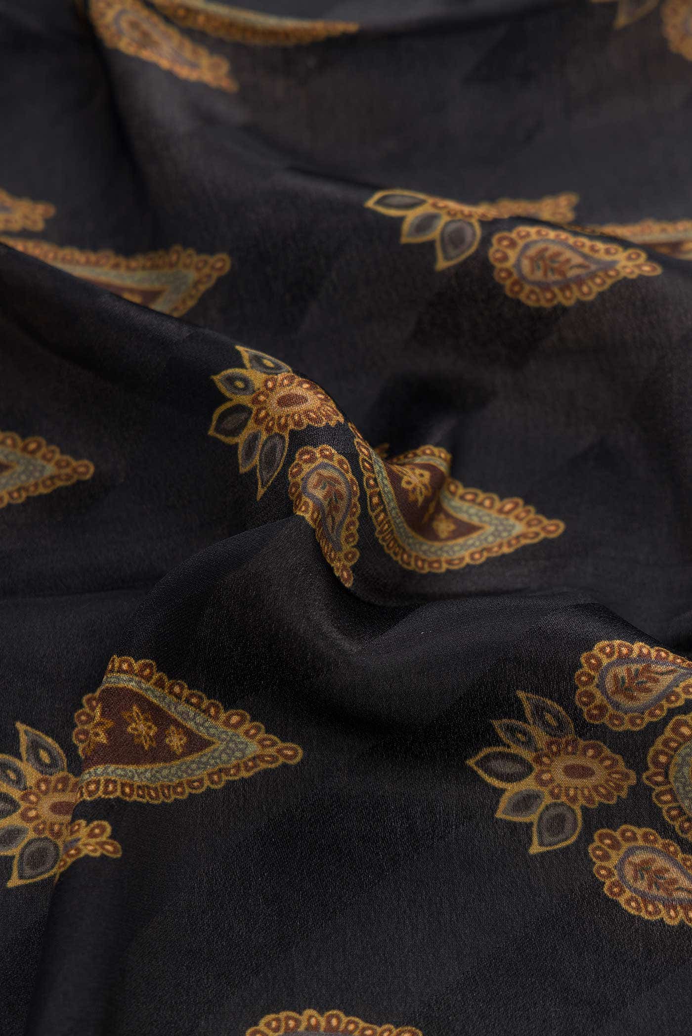 Black Mysore Crepe Saree