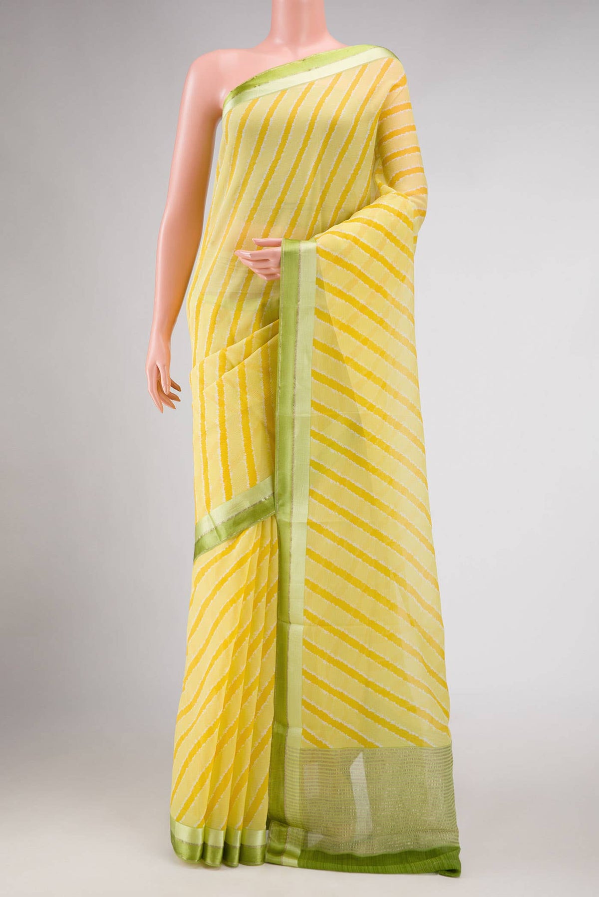 Yellow Mysore Chiffon Saree