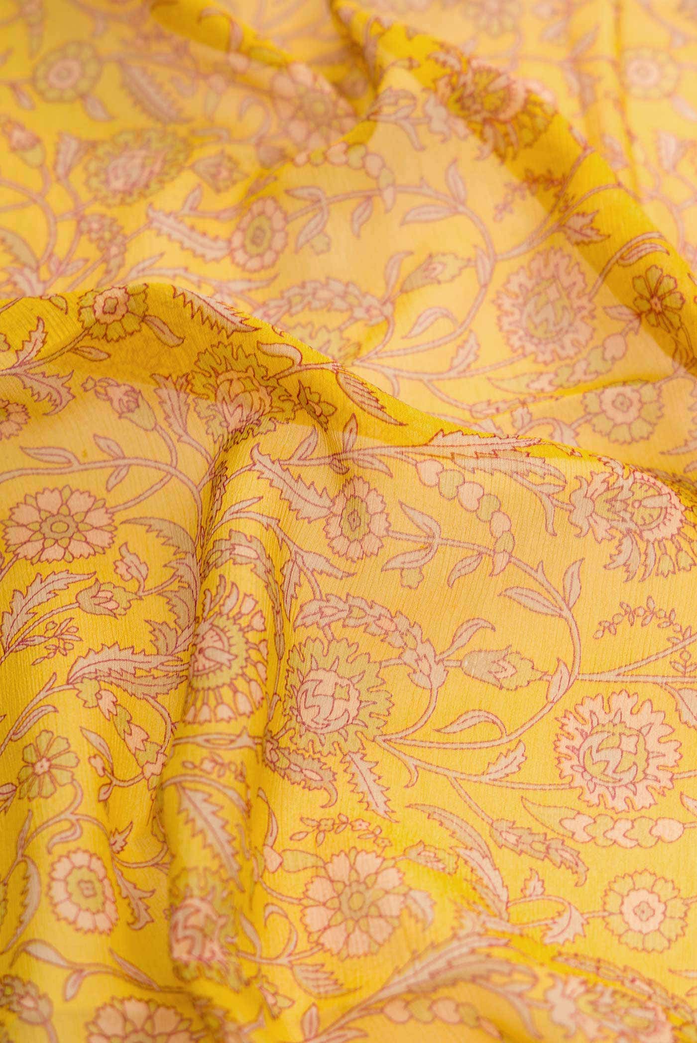 Yellow Dual Tone Mysore Chiffon Saree
