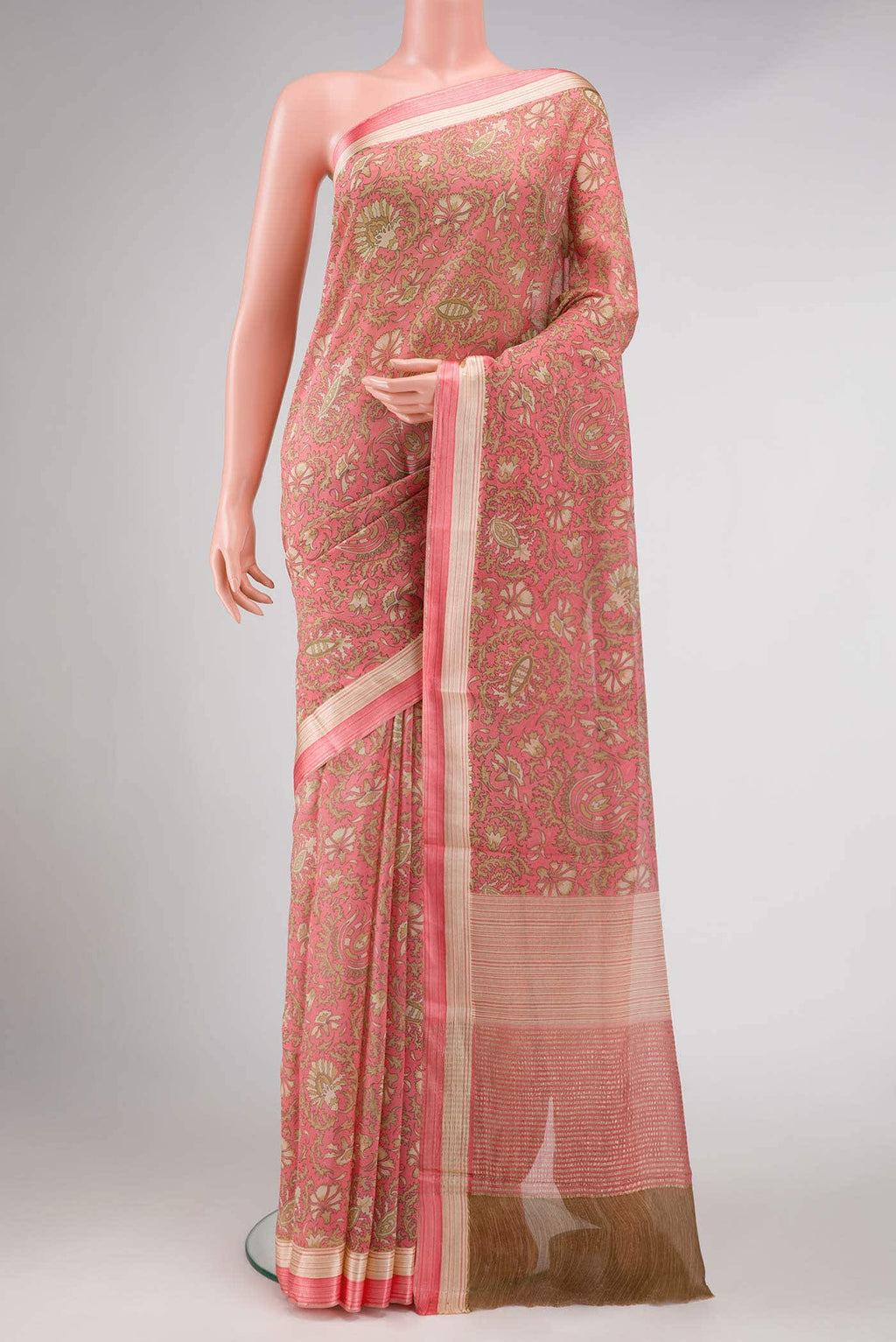 Pink Mysore Chiffon Saree
